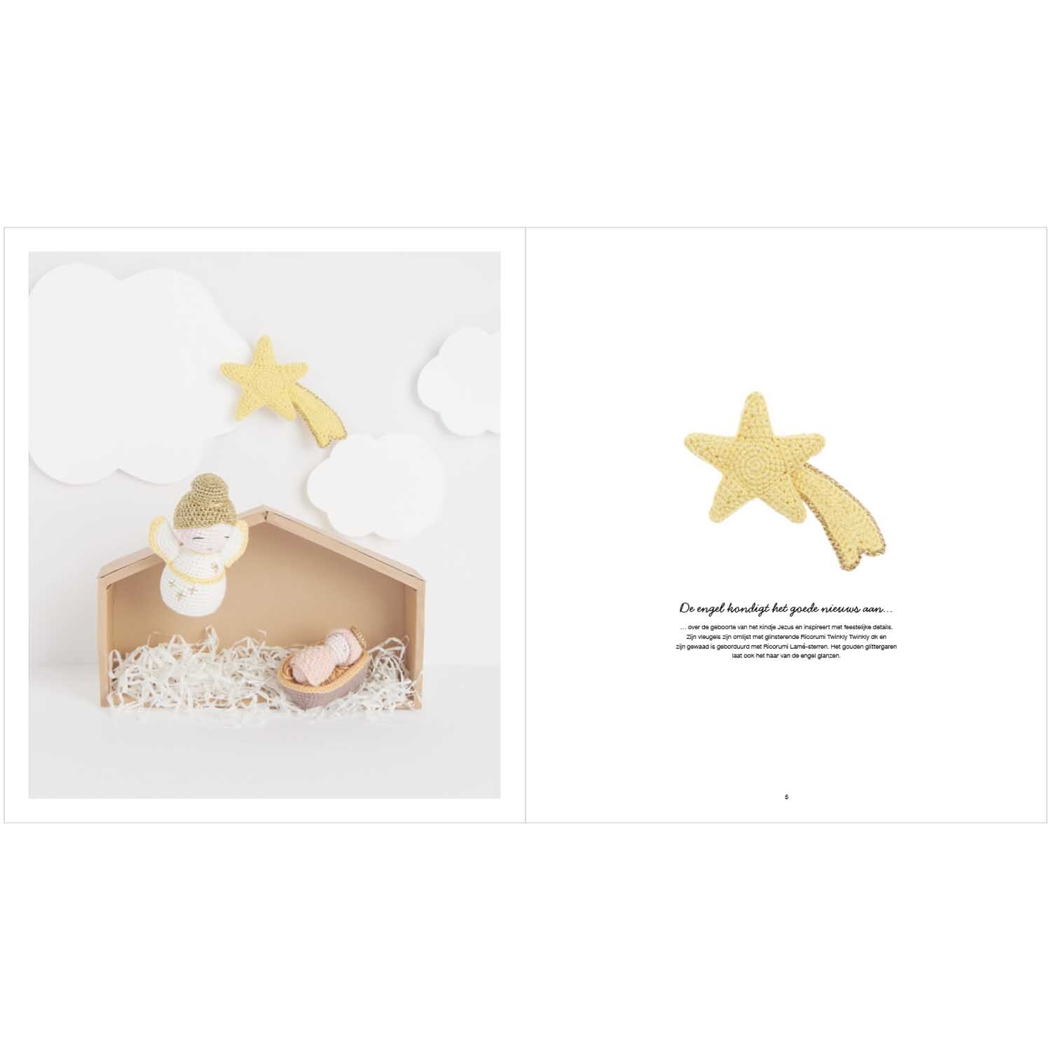Ricorumi Weihnachtskrippe niederländisch: Eine Krippe mit Engel und Stern, gestaltet von Rico Design.