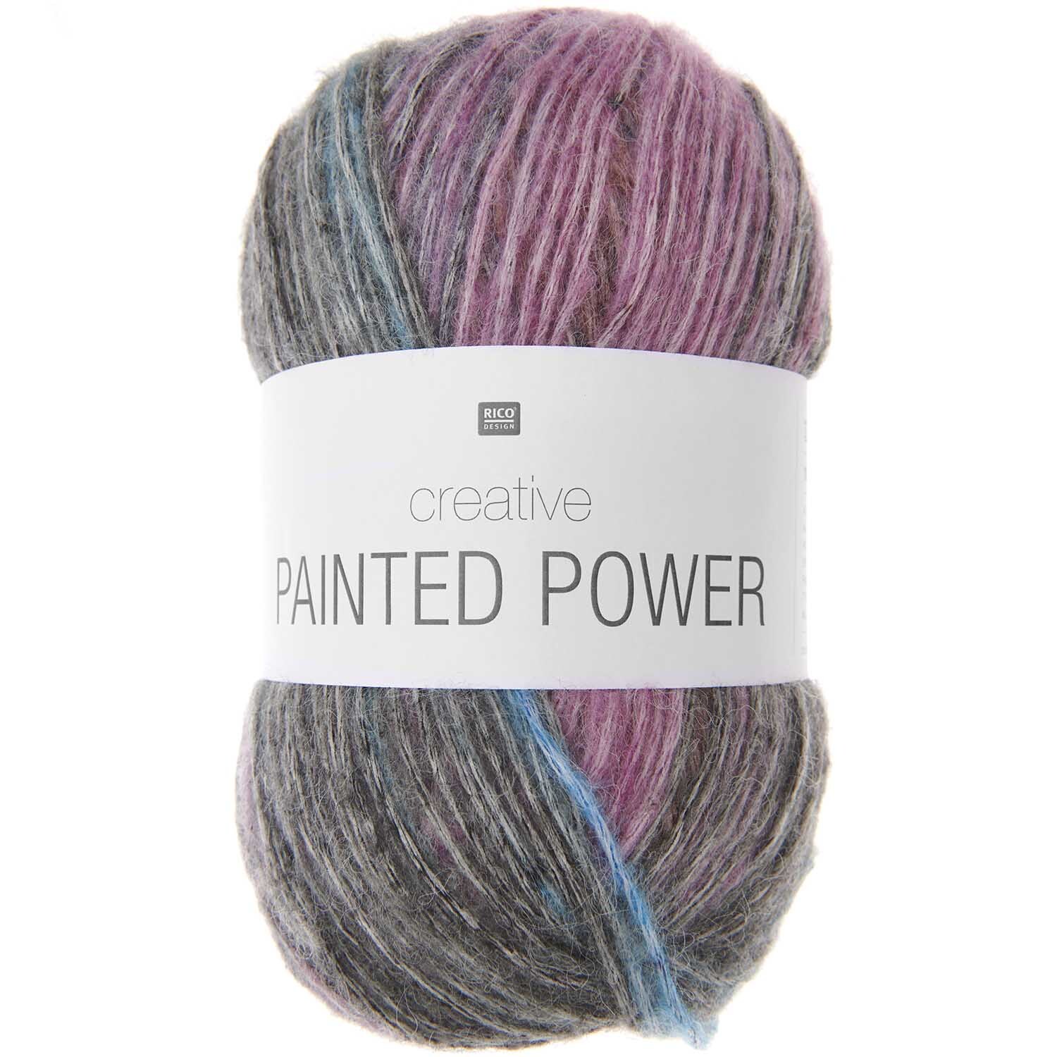 Creative Painted Power Strickset mit mehrfarbigem Garn von Rico Design, ideal für Pullover und Schals.