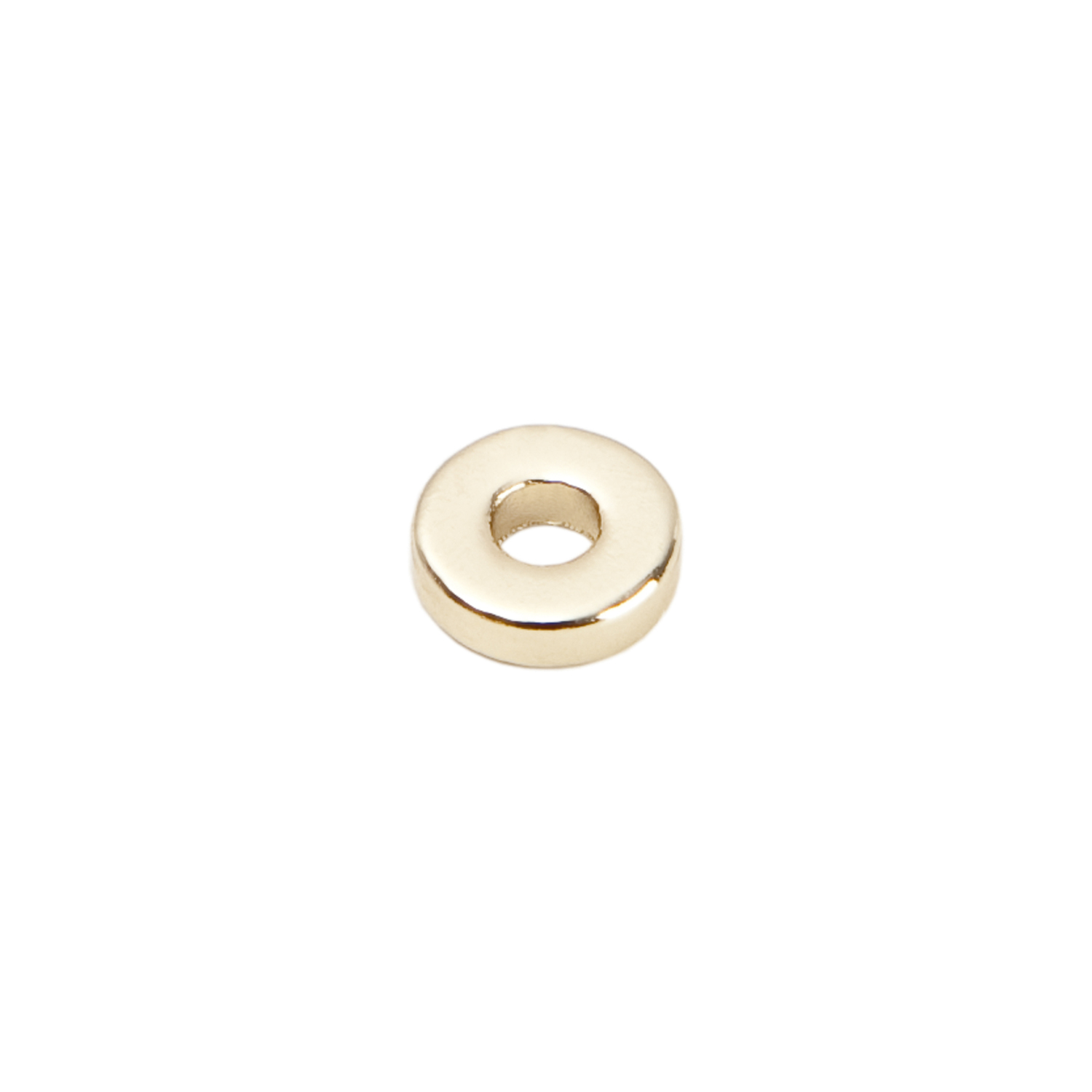 Scheibe rund gold 12mm 15 Stück von Rico Design. Abgebildet ist eine goldene, runde Scheibe mit Loch in der Mitte.