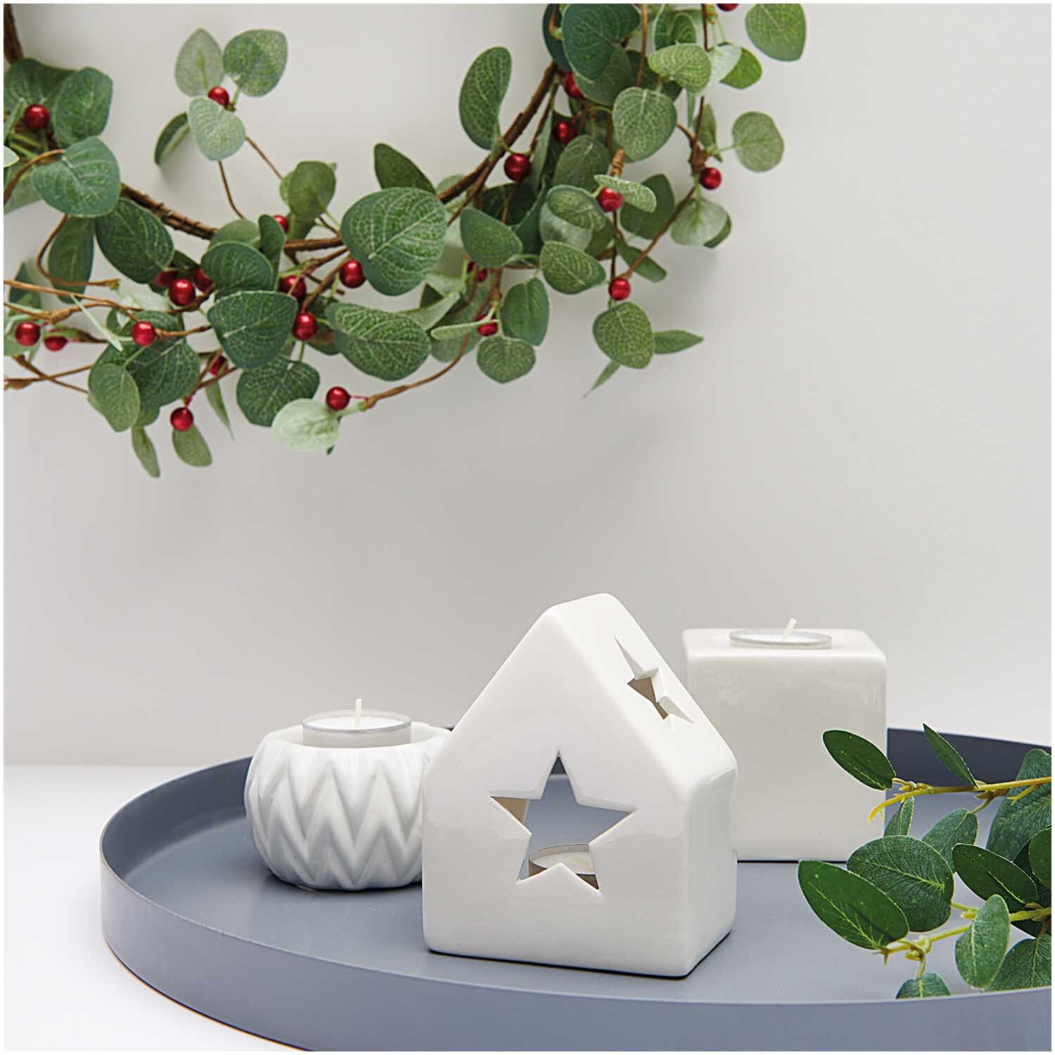 Porzellan-Teelichthalter weiß 9x9x5,5cm von Rico Design