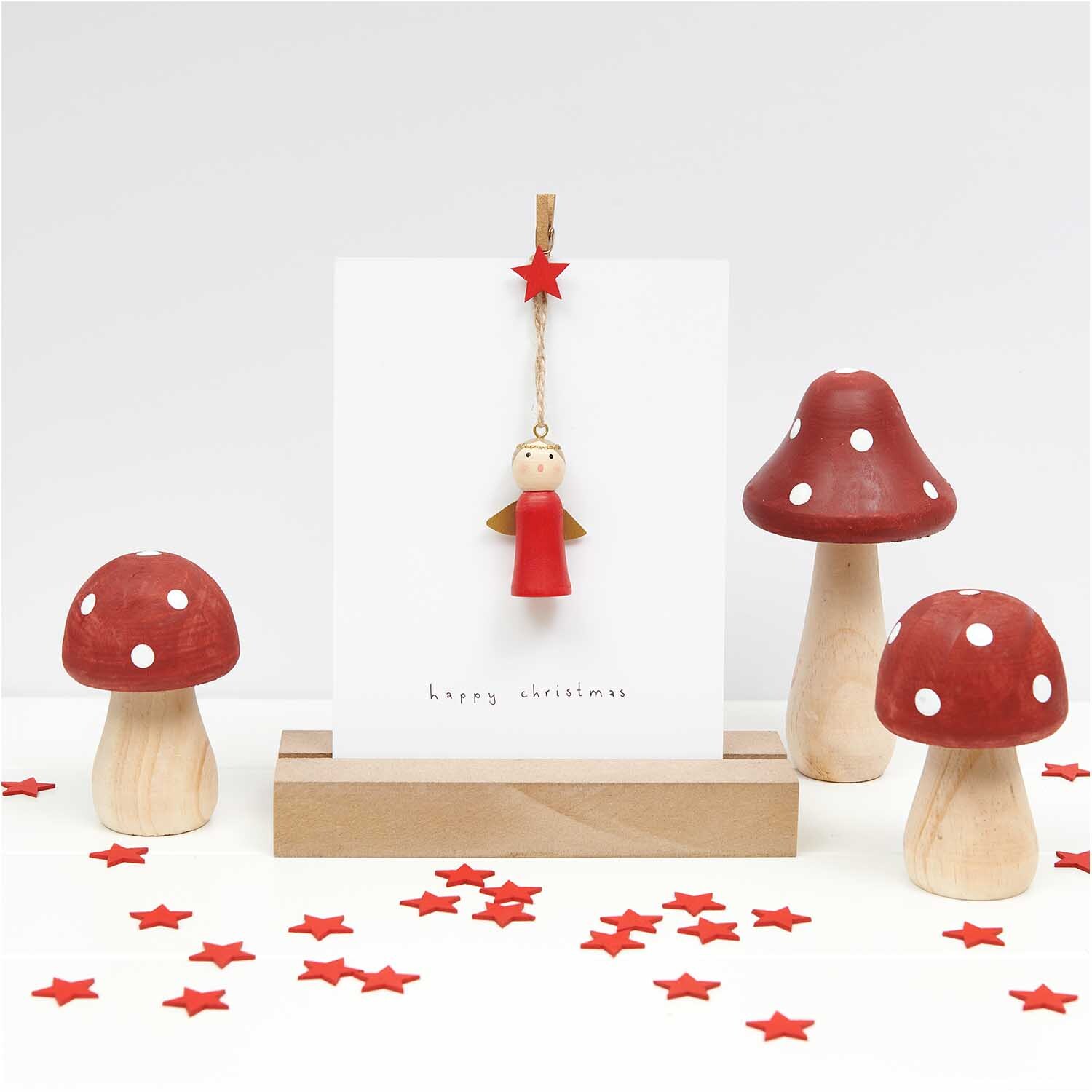 Deko-Pilz aus Holz rot-weiß von Rico Design