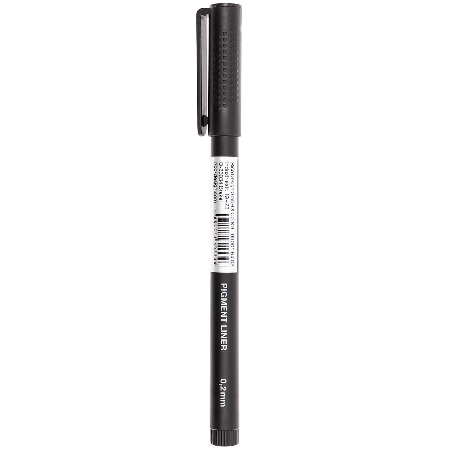 Paper Poetry Pigment Liner von Rico Design, ein schwarzer Stift mit feiner Spitze für präzises Zeichnen.