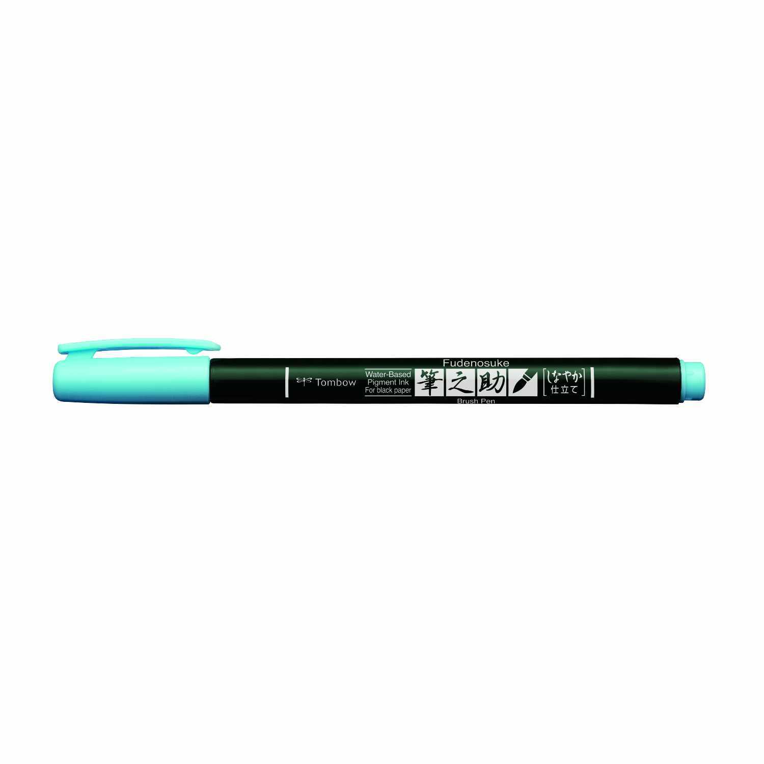Fudenosuke Brush Pen Pastel in Hellblau von Tombow, ideal für Kalligraphie und kreative Projekte.