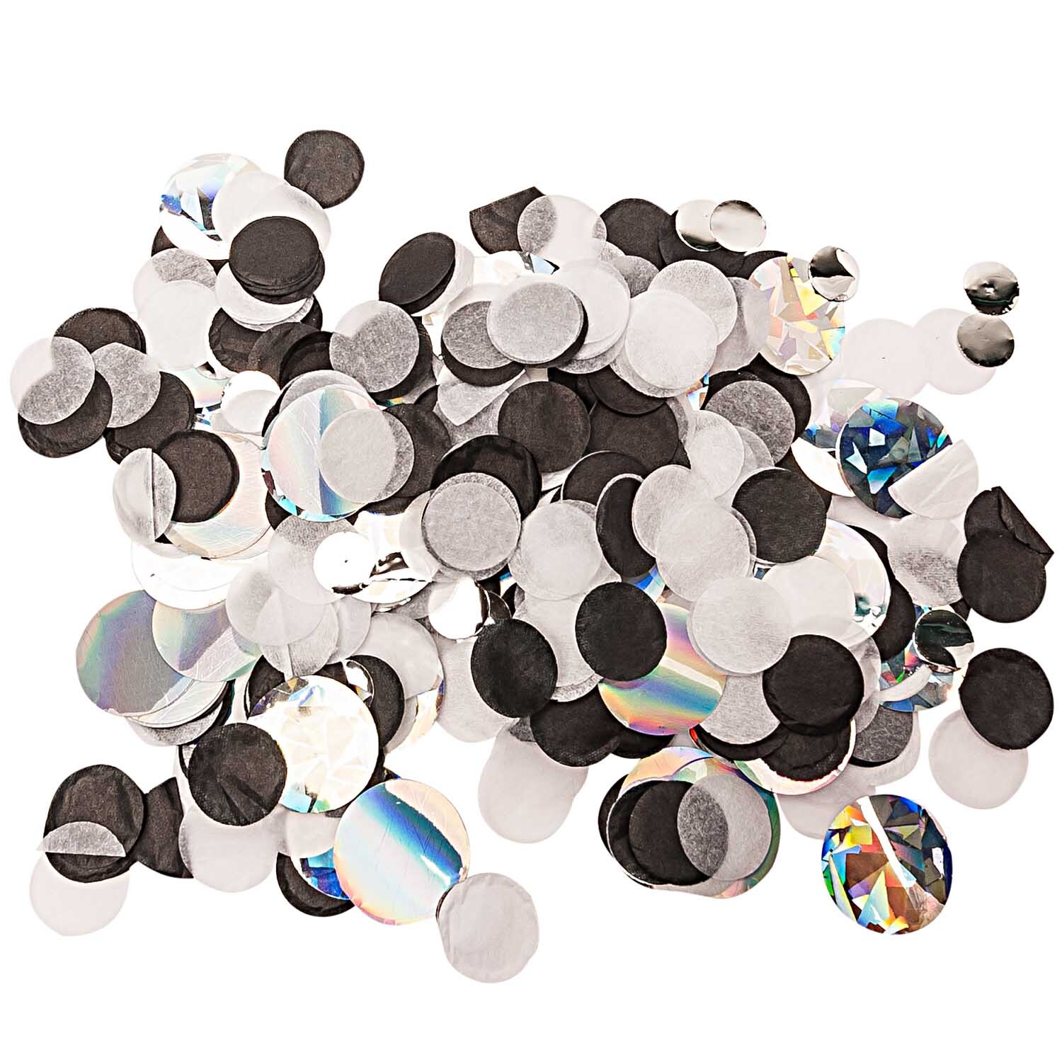 Konfetti Popper 8 g, Special Mix von Rico Design. Schwarz-weiße und holografische Konfetti.