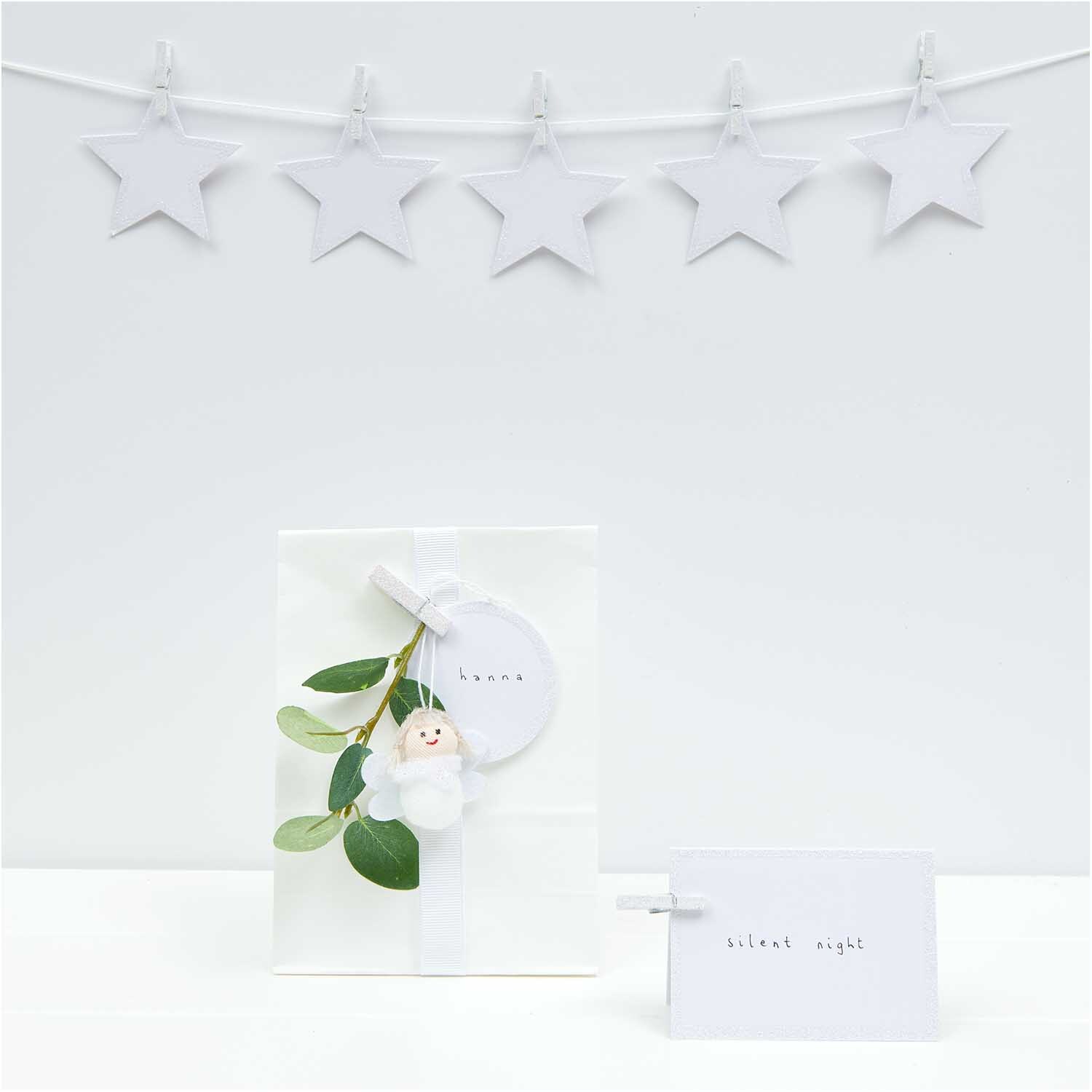 Holzklammern mit Glitter weiß 3cm 24 Stück von Rico Design
