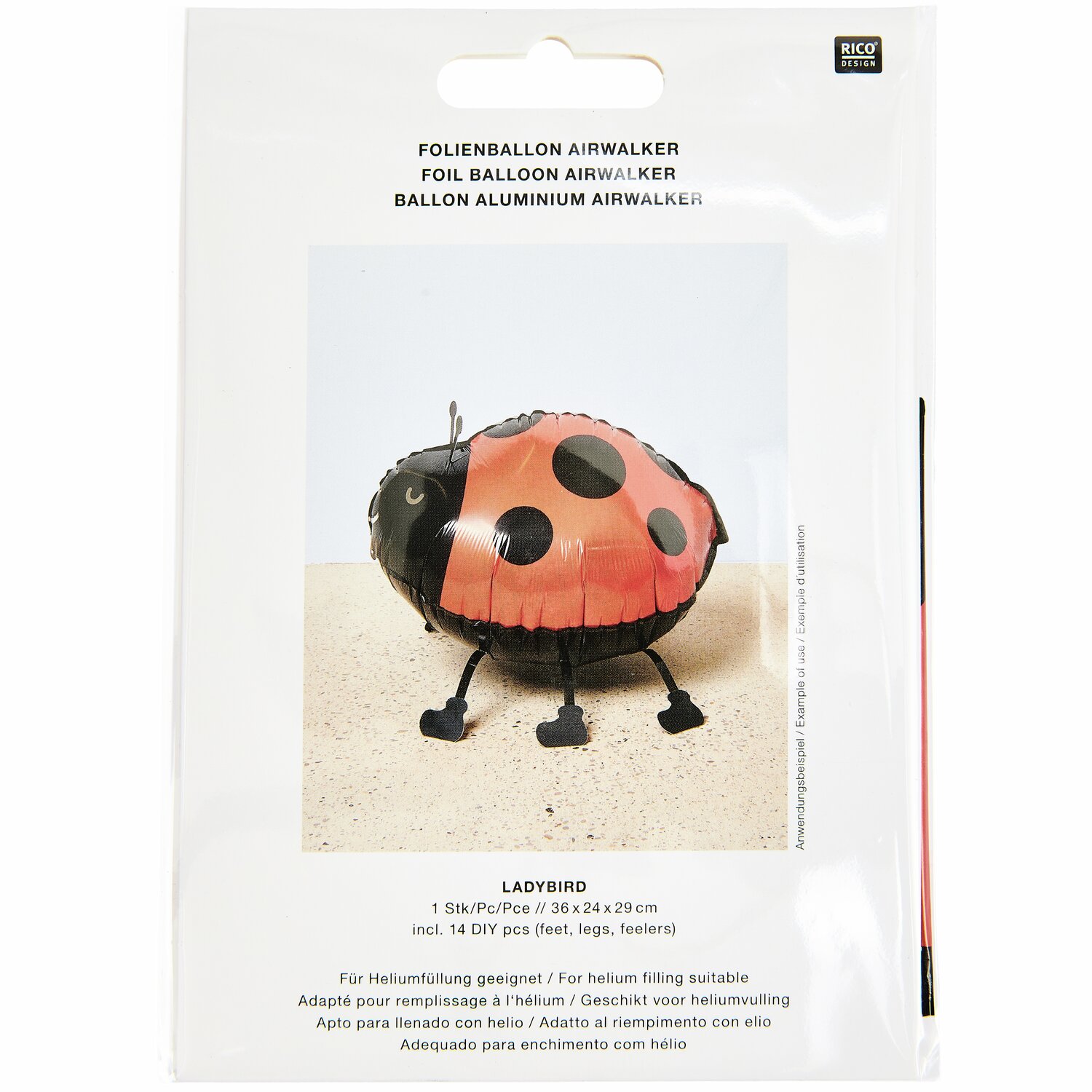 Folienballon Airwalker Marienkäfer 36x24x29cm von Rico Design