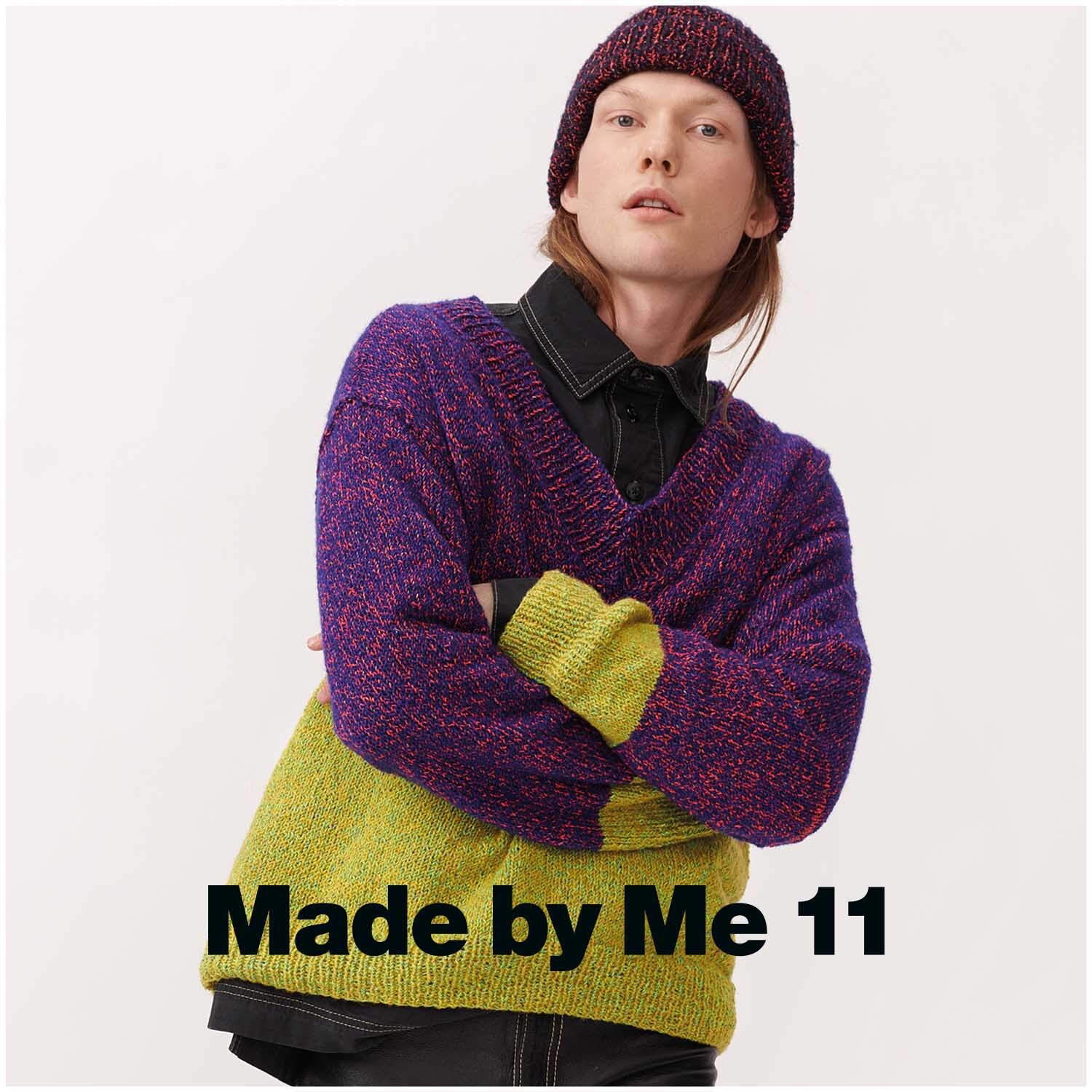 Fashion Fluorino dk: Person trägt einen farbenfrohen Pullover und Mütze, gestrickt aus Rico Design Garn.