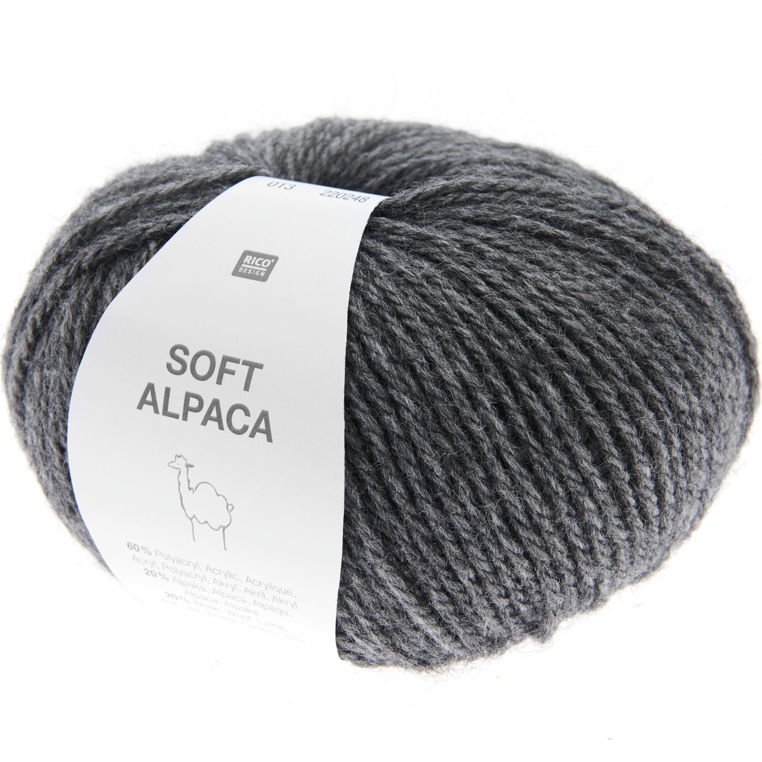 Soft Alpaca Strickset Socken Modell 29 aus Die Neue Masche No. 11, anthrazitfarbene Wolle von Rico Design, 50g Knäuel mit 125m Länge.