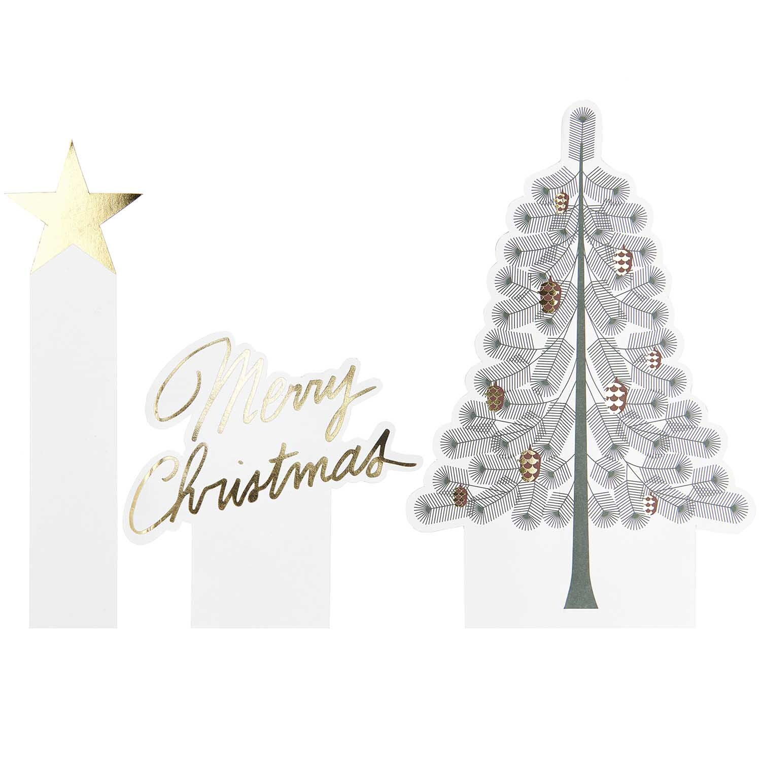 Paper Poetry Kartendeko-Set mit Tannenbaum und goldenen Akzenten von Rico Design, ideal für festliche Karten.