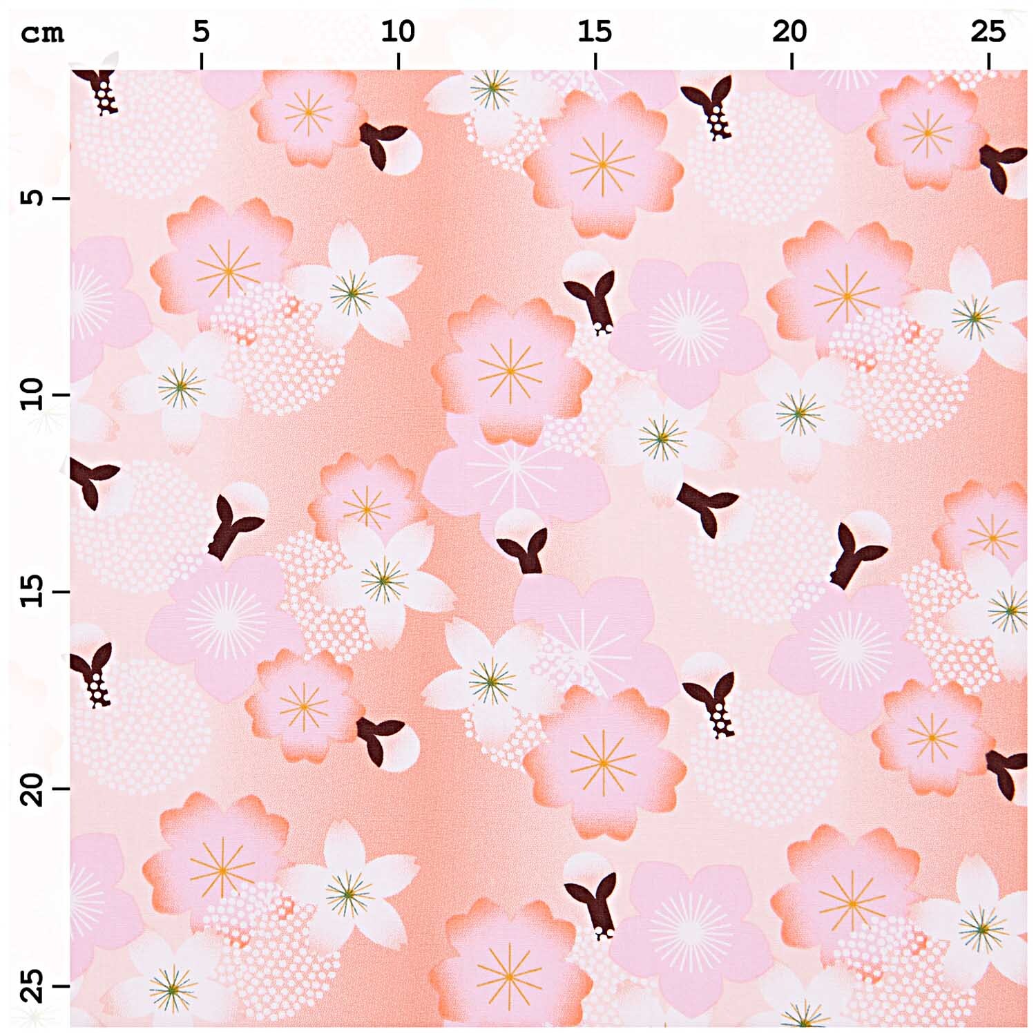 Stoffabschnitt Baumwoll-Popelin Kirschblüten Mix 50x140cm mit zarten rosa und weißen Blüten auf einem pastellfarbenen Hintergrund von Rico Design.