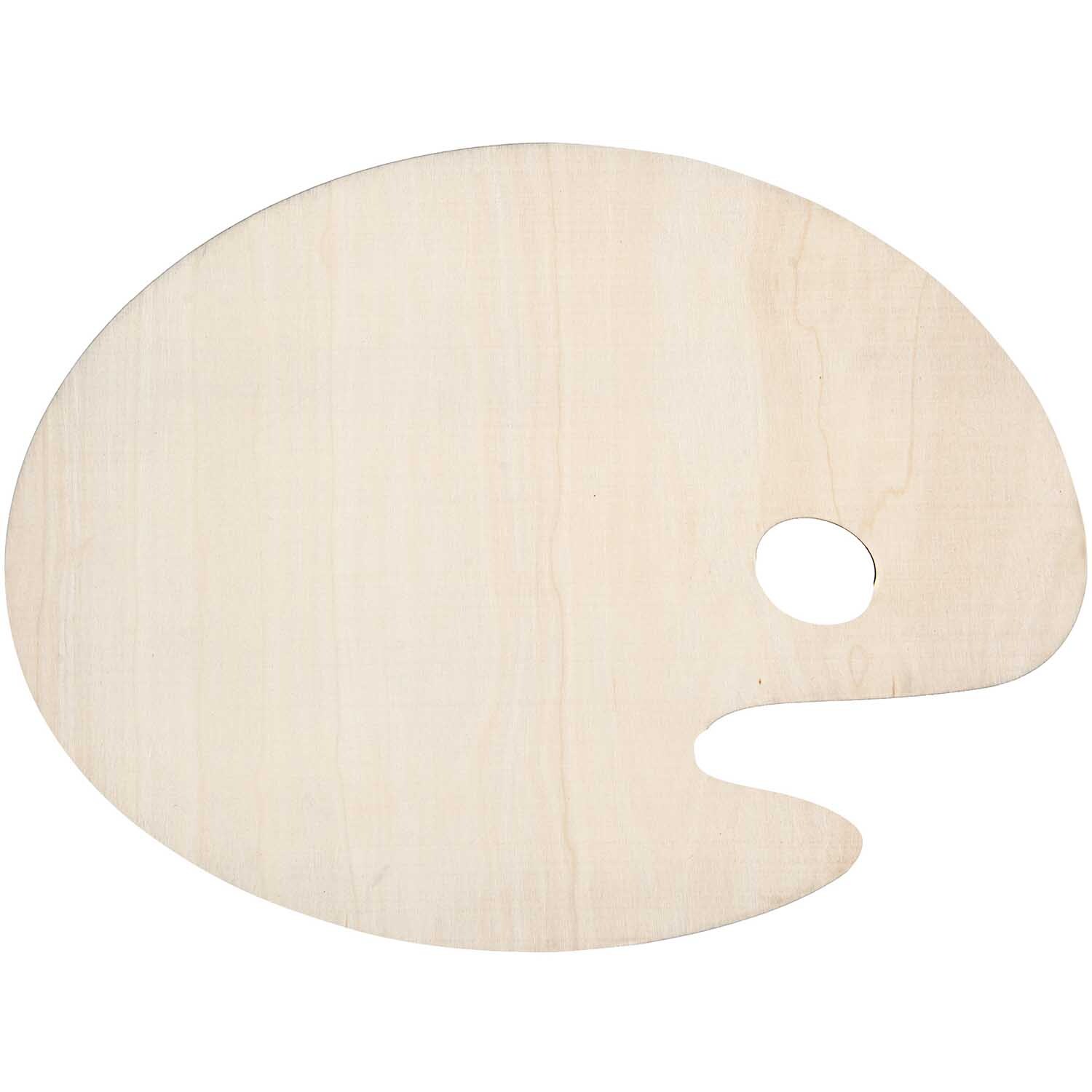 Malpalette klein von Rico Design aus hellem Holz, ideal für Künstler, mit ergonomischem Griffloch.