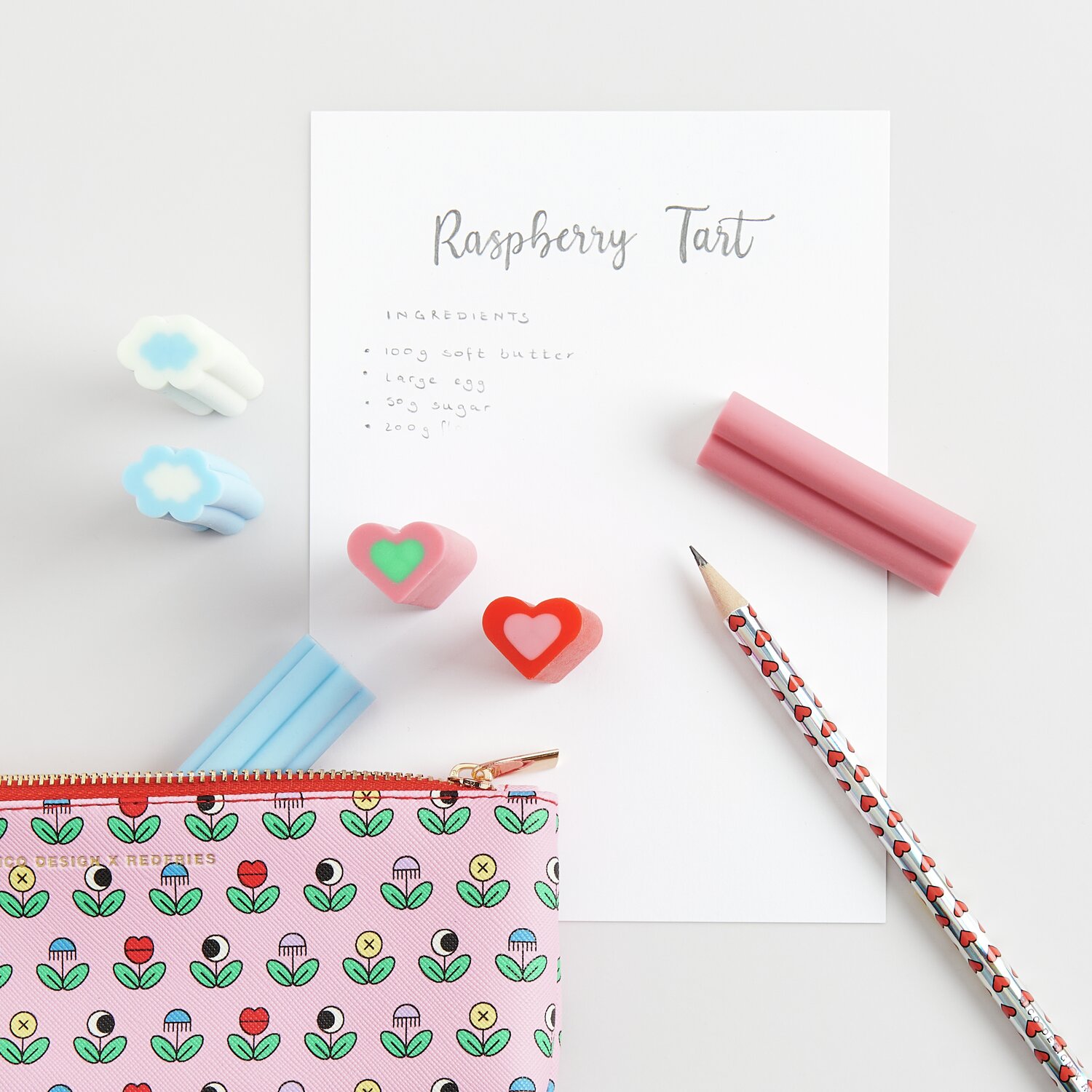 Rico Design x Redfries Radiergummi Herz Eye Candy 1,7x2,1x6cm Farbe Rot/Rosa von Rico Design