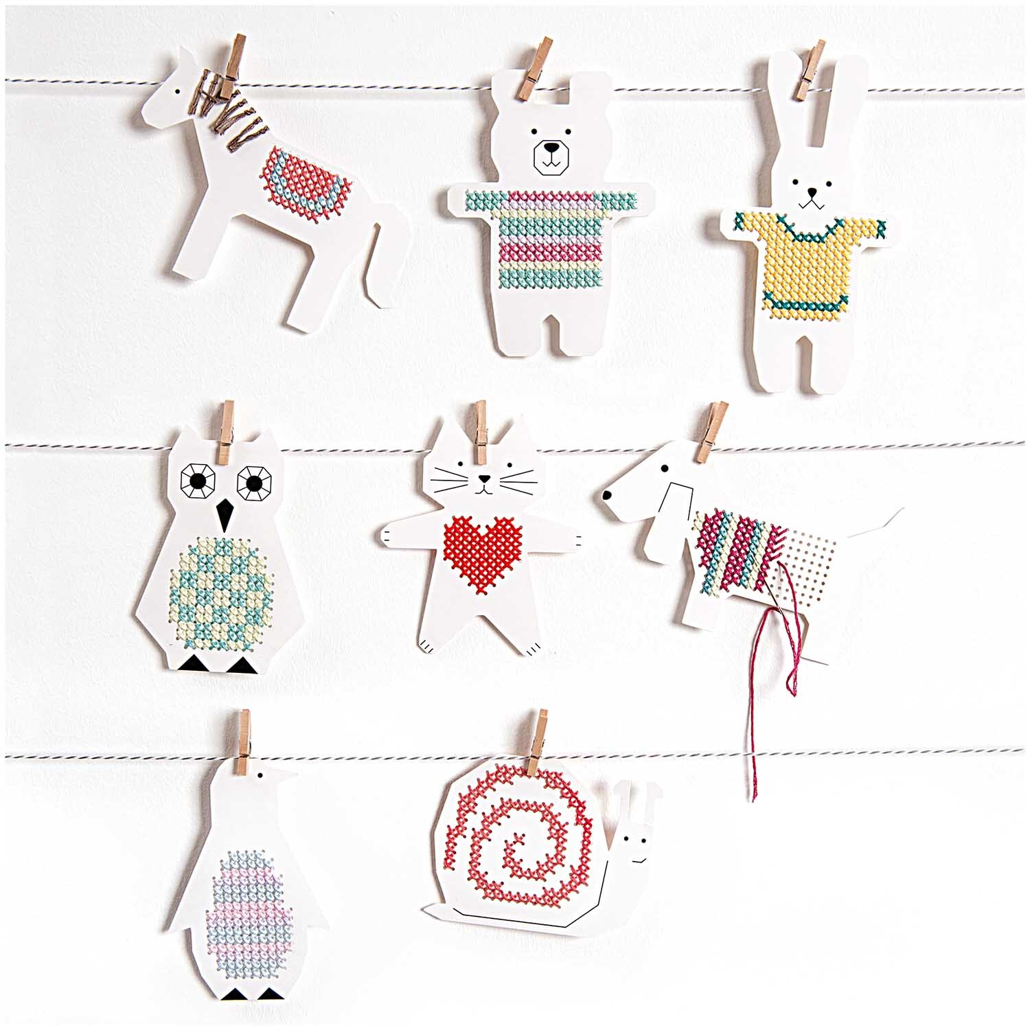 Paper Poetry Stickkarton Pinguin-Bär-Hase-Eule von Rico Design