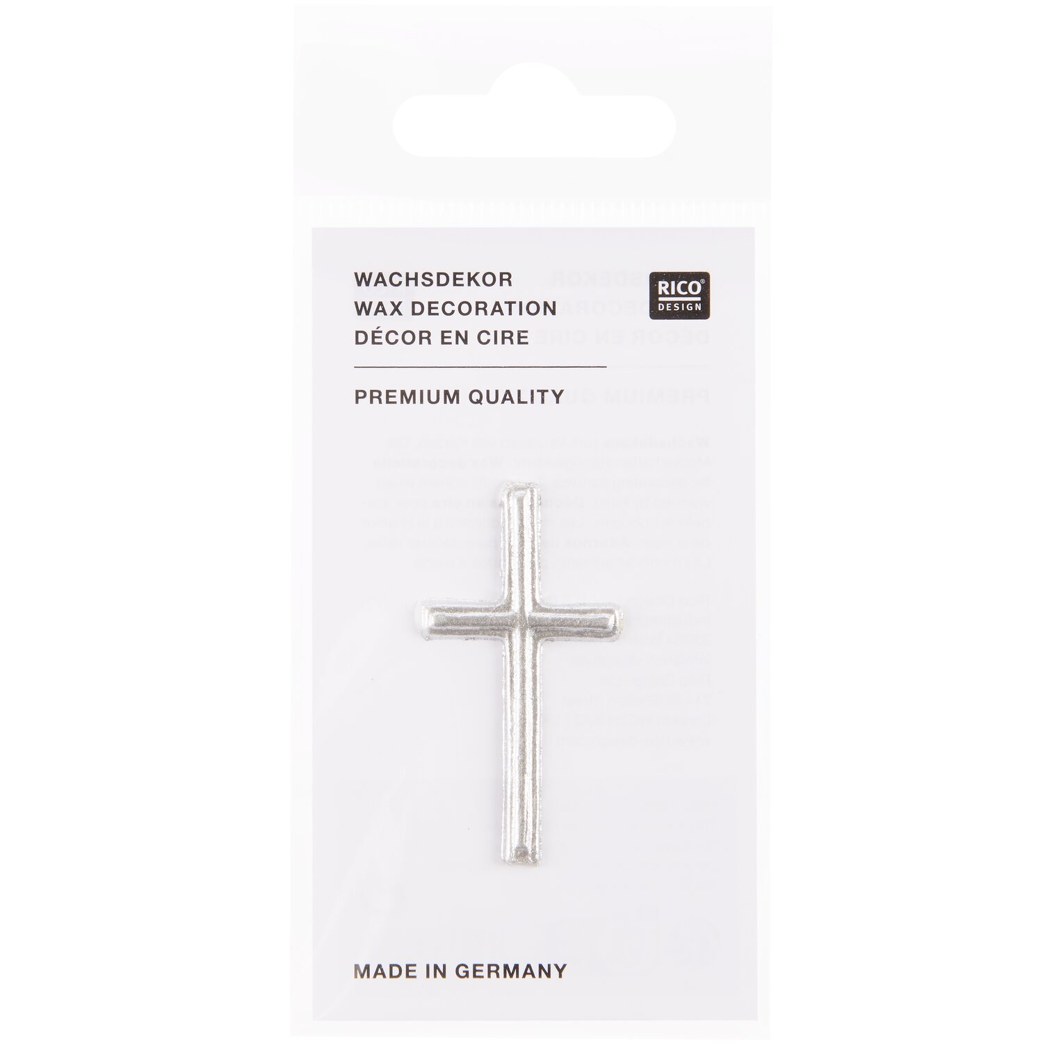 Wachsdekor Kreuz klein 4,5x2,5cm Farbe silber von Rico Design