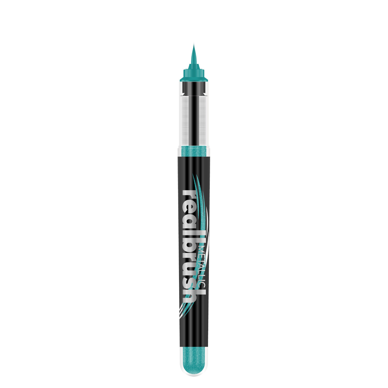 Realbrush Metallic Stift in schimmerndem Blau von karin, ideal für kreative Kunstwerke.