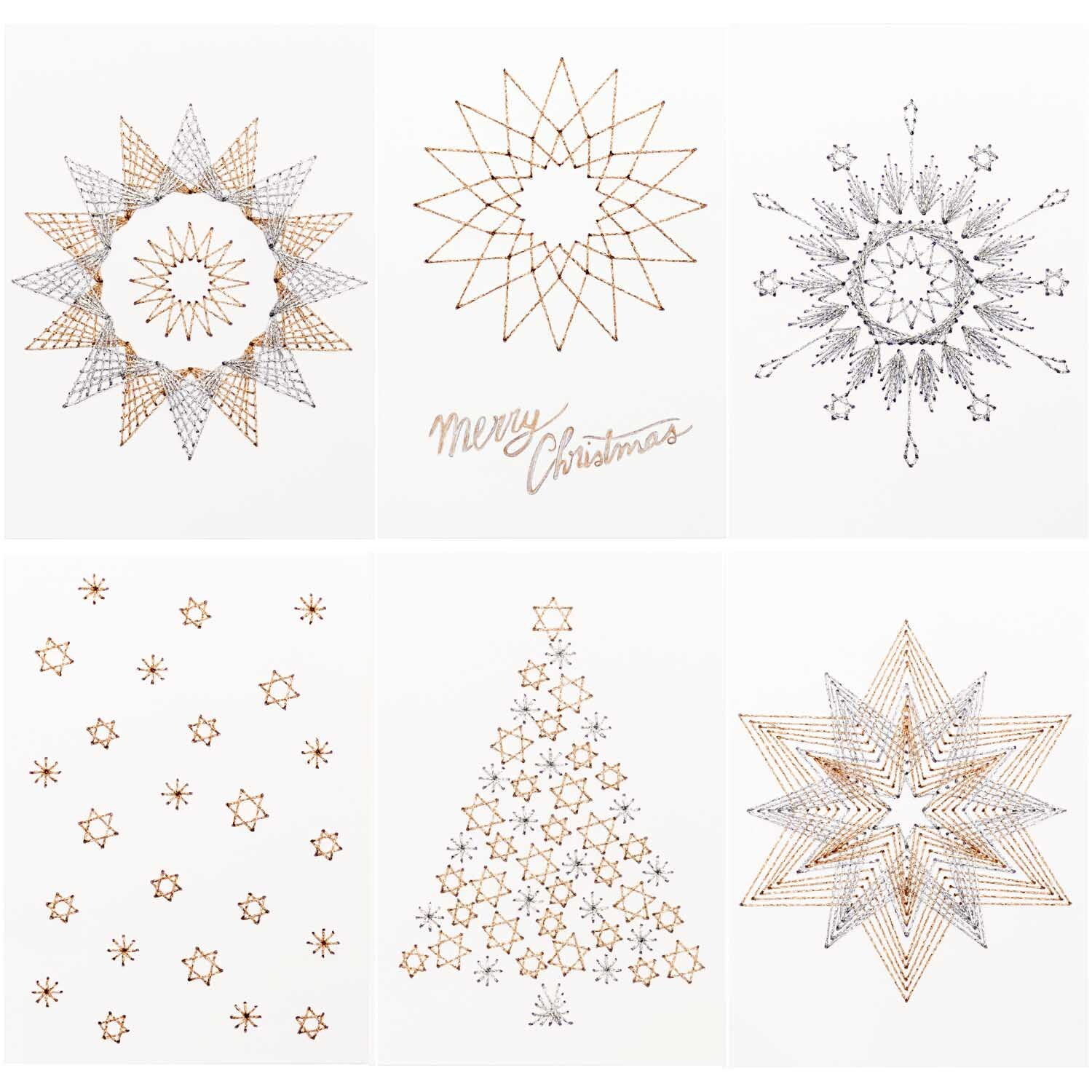 Postkarten zum Besticken gold/silber 6 Stück mit weihnachtlichen Motiven von Rico Design.