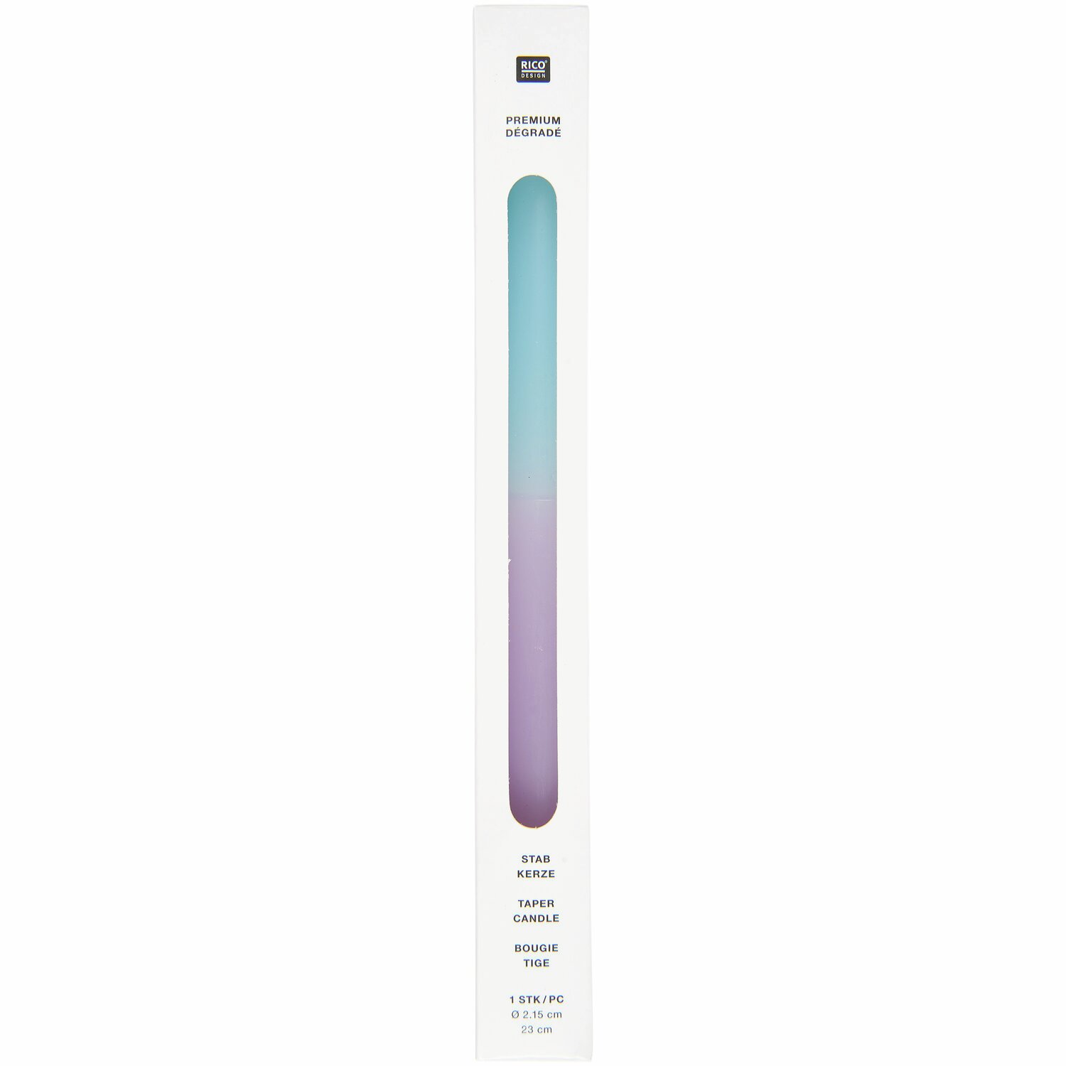 Kerze Dip Dye Ø2x23cm Farbe Flieder-Blau von Rico Design