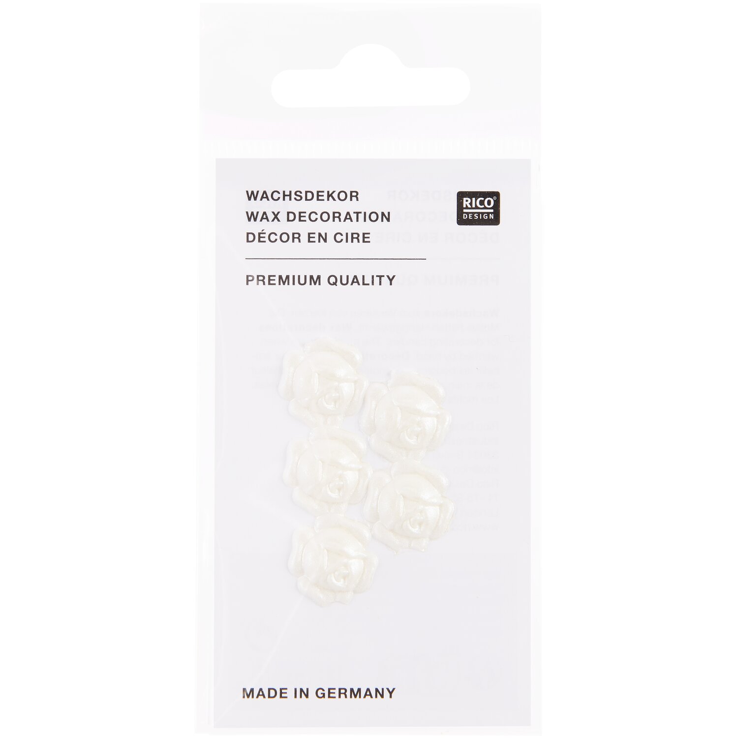 Wachsdekor Rosenblüte 1,5x1,5cm Farbe Weiß Perlmutt von Rico Design