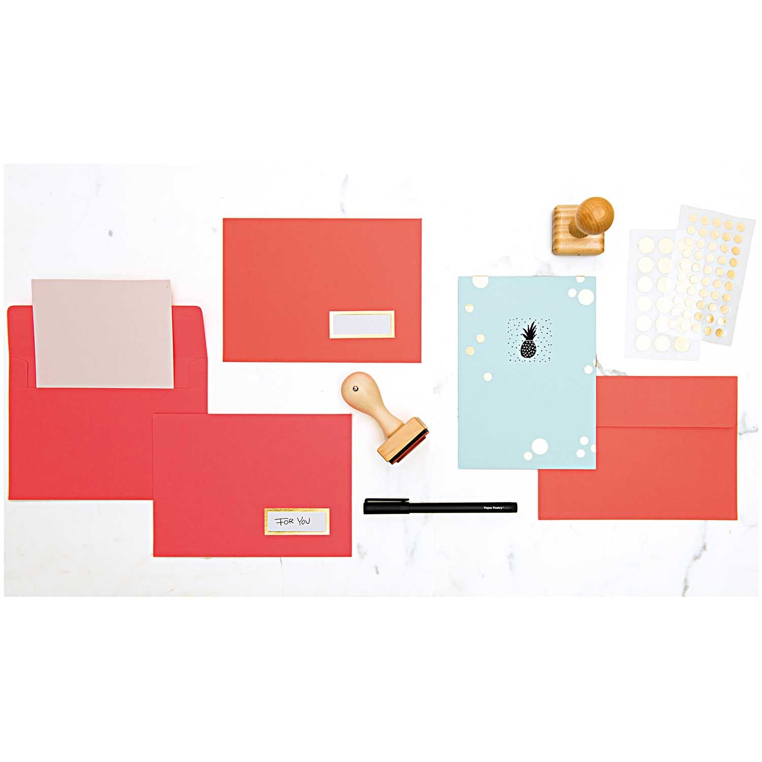 Paper Poetry Office Sticker Etiketten mit goldenem Rahmen 60x25mm 4 Bogen von Rico Design