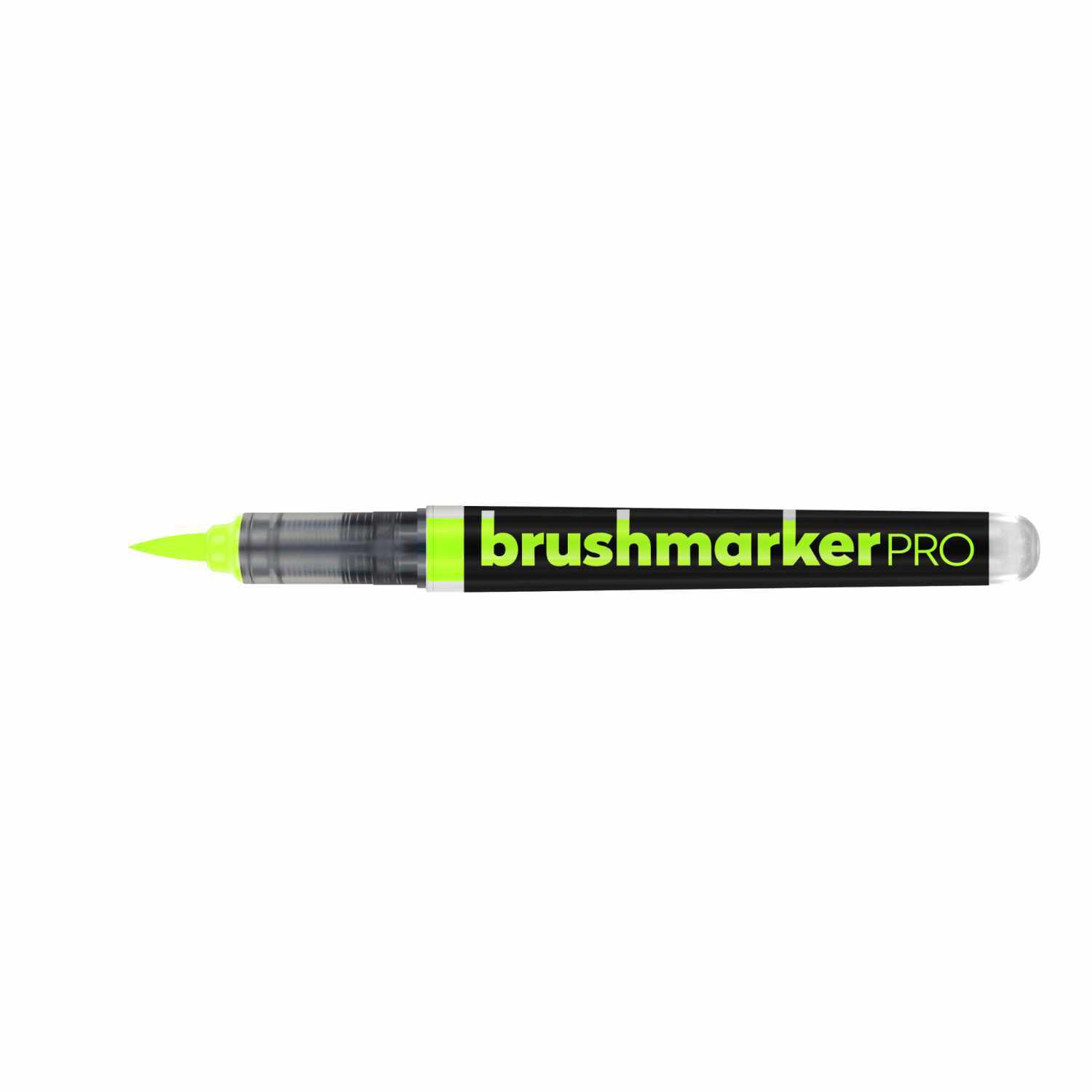 Brushmarker PRO Neon in leuchtendem Gelbgrün von Karin, ideal für kreative Projekte und Zeichnungen.