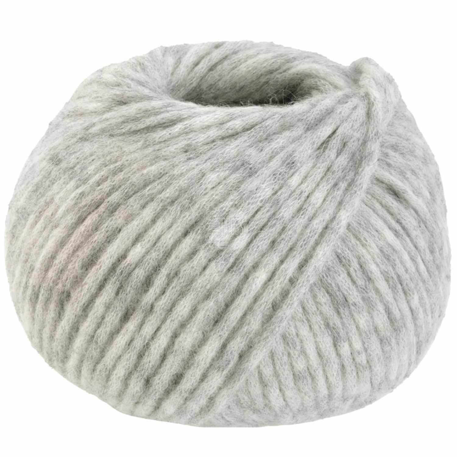 Spuma: Weiches, hellgraues Garnknäuel von Lana Grossa, ideal für Strickprojekte, 50g 110m.