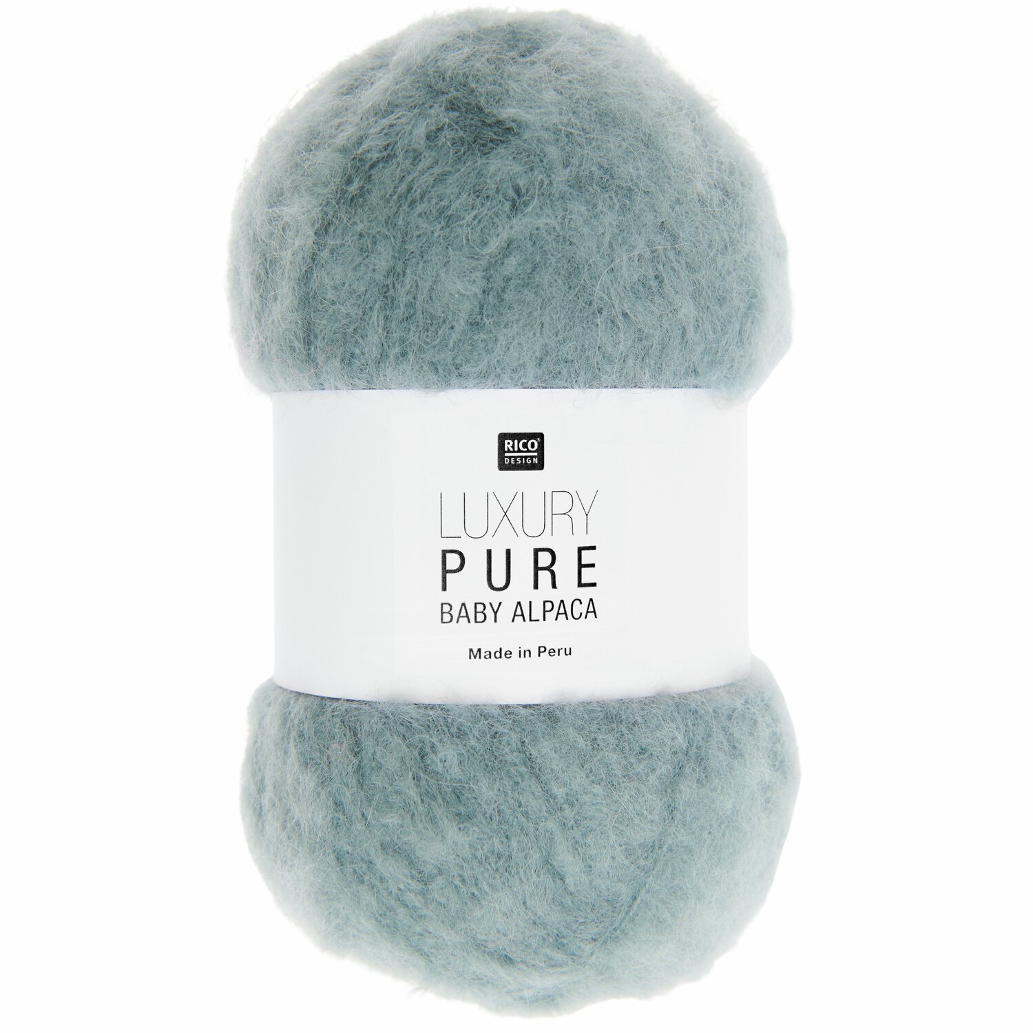 Luxury Pure Baby Alpaca Wolle in Rauchblau von Rico Design, 50g, 150m, ideal für Strickprojekte.