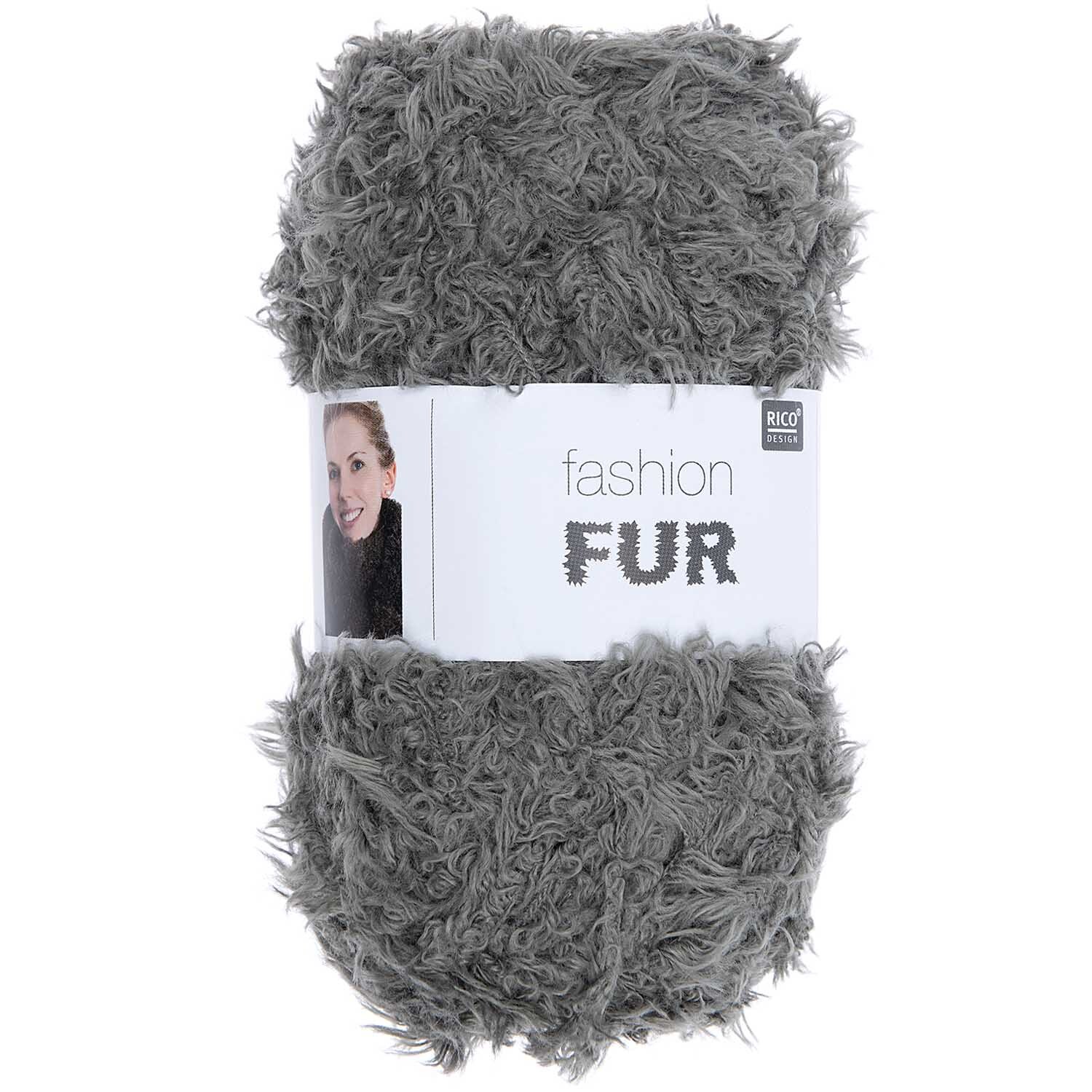 Fashion FUR: Weiches, mittelgraues Garn von Rico Design, ideal für kreative Strickprojekte.