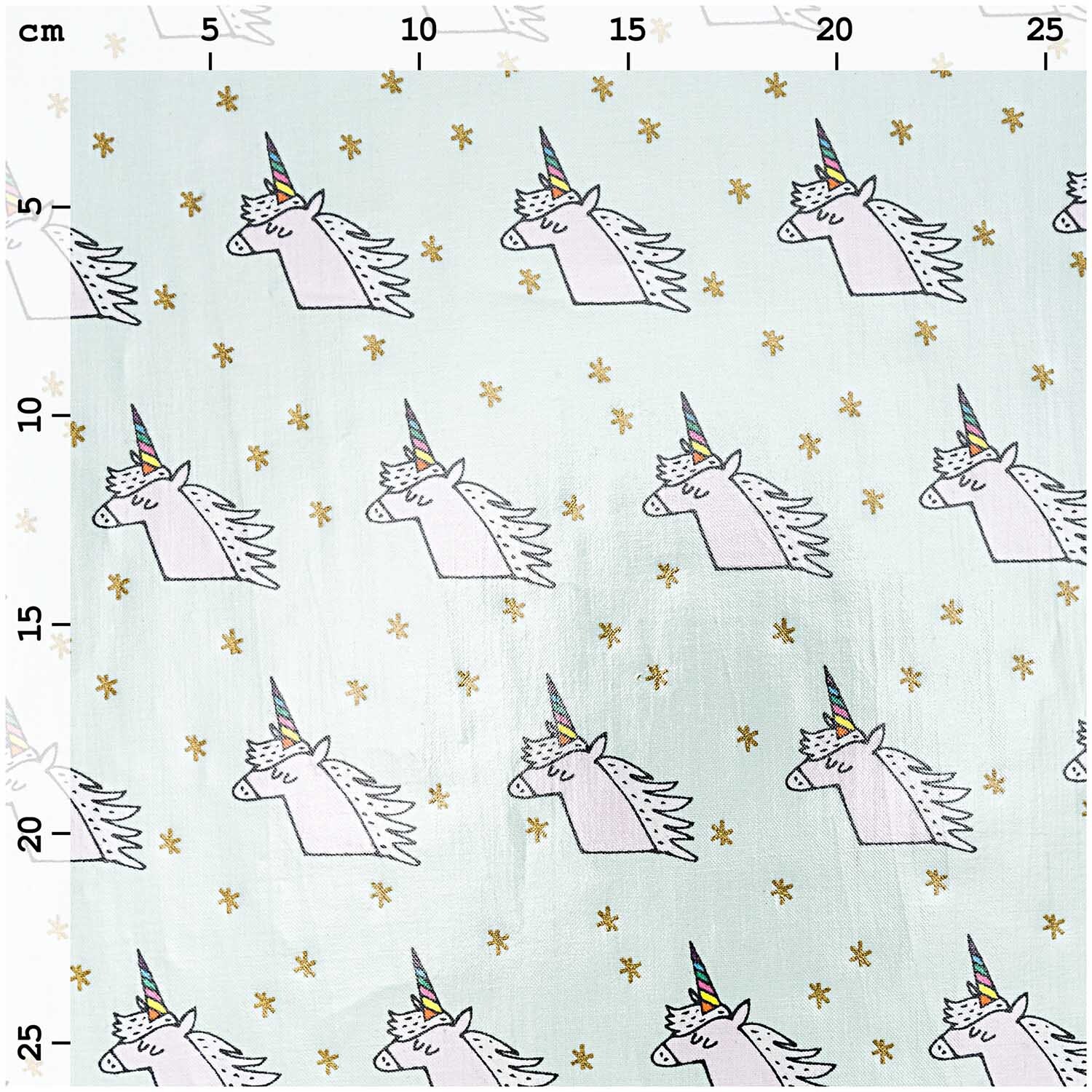 Druckstoff Einhorn mint-gold 140cm beschichtet von Rico Design