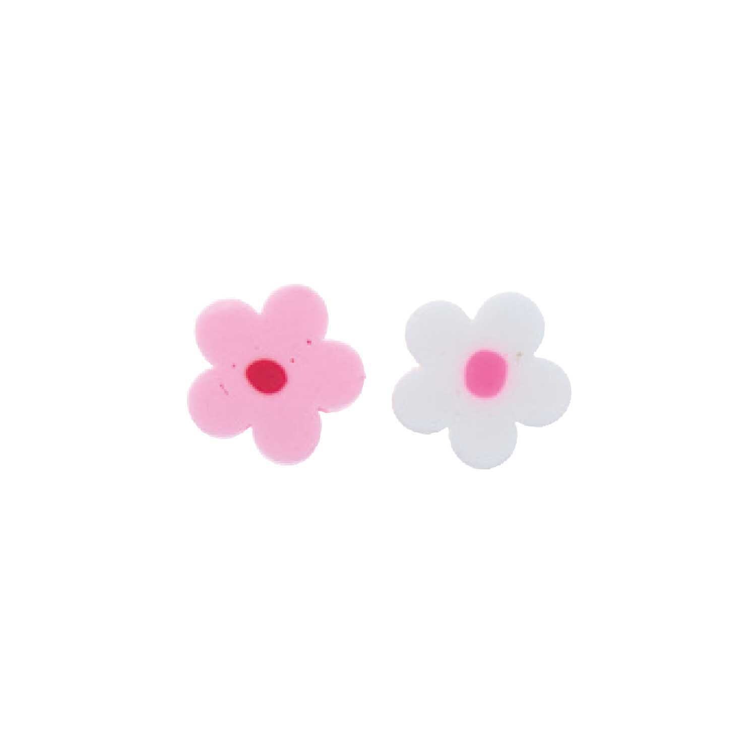 Perle Blumen weiß-rosa 8x4mm 20 Stück von Rico Design: Zwei Blumenperlen in Weiß und Rosa.