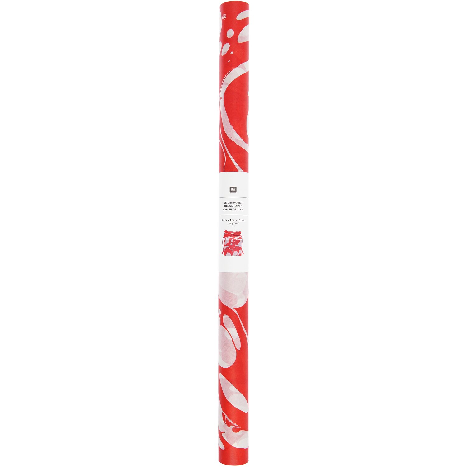 Seidenpapier Marmor 415x50cm  28g/m² Farbe Rot/Weiß von Rico Design