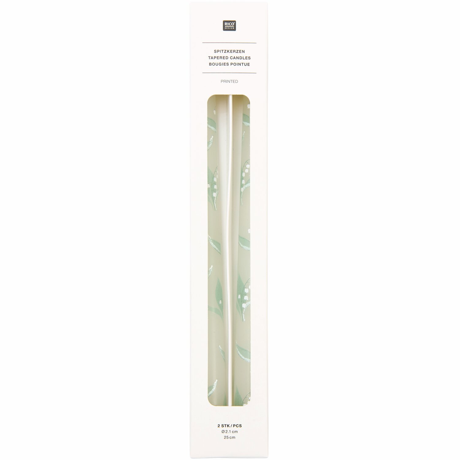 Spitzkerze Maiglöckchen 2 Stück 2,1x25cm Farbe Weiß von Rico Design