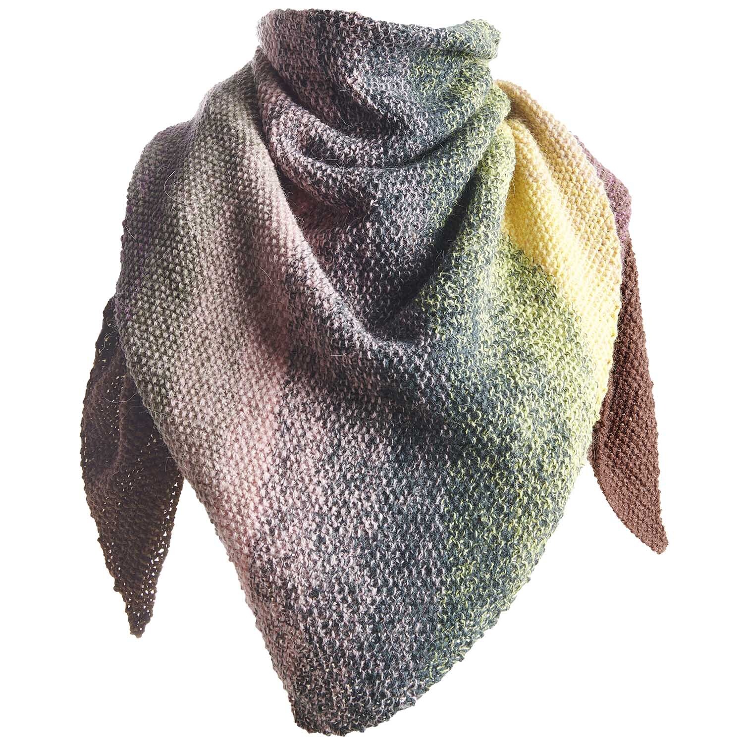 Creative Alpaca Dégradé Lucky 8: Dreieckstuch in sanften Farbverläufen, ideal für Ethno-Looks. Perfekt für stilvolle Akzente.