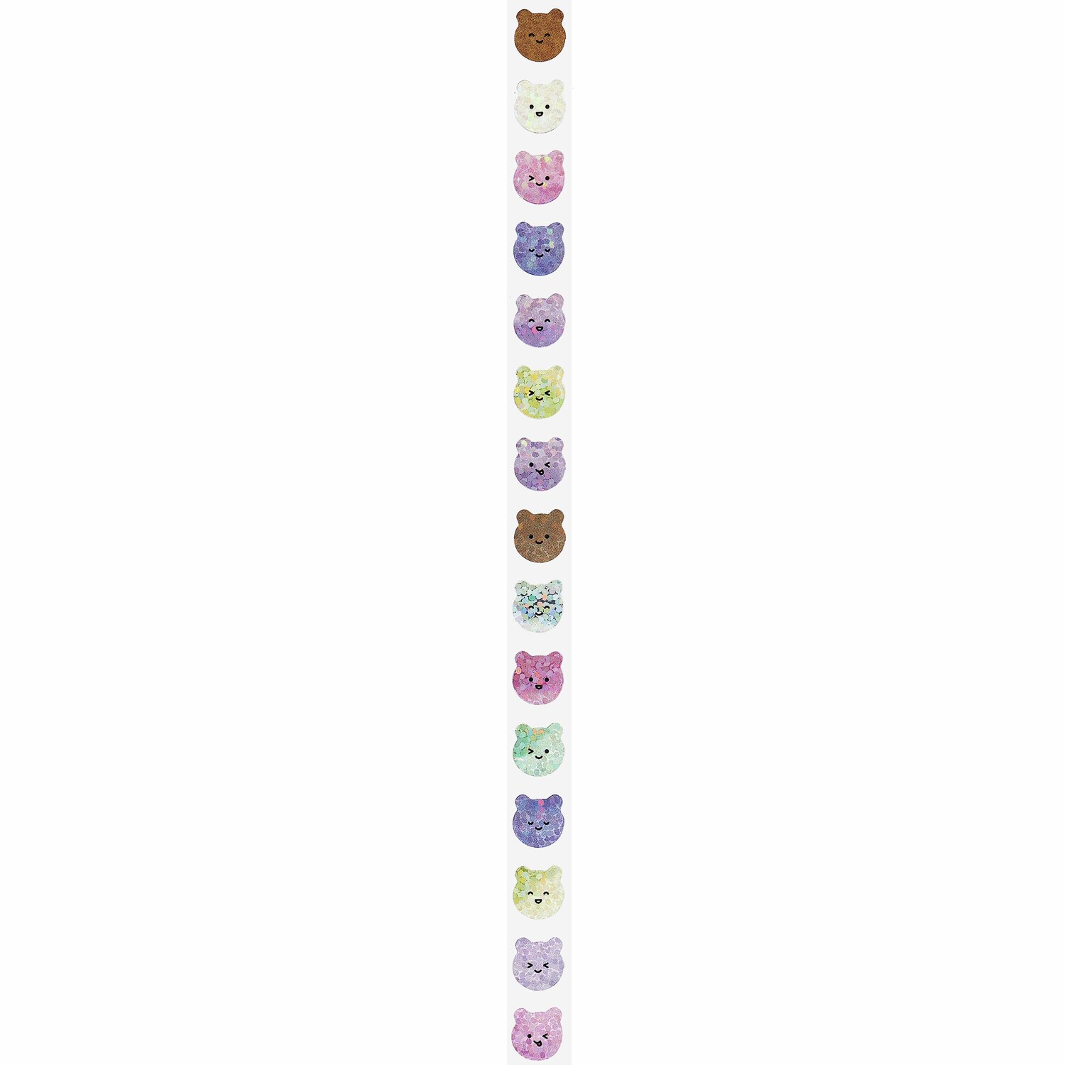 Paper Poetry Mini-Sticker Chingu Bären, 80 Stück, 1x1cm, bunte Bärenköpfe in Pastellfarben. Ideal für kreative Bastelprojekte und Dekorationen.