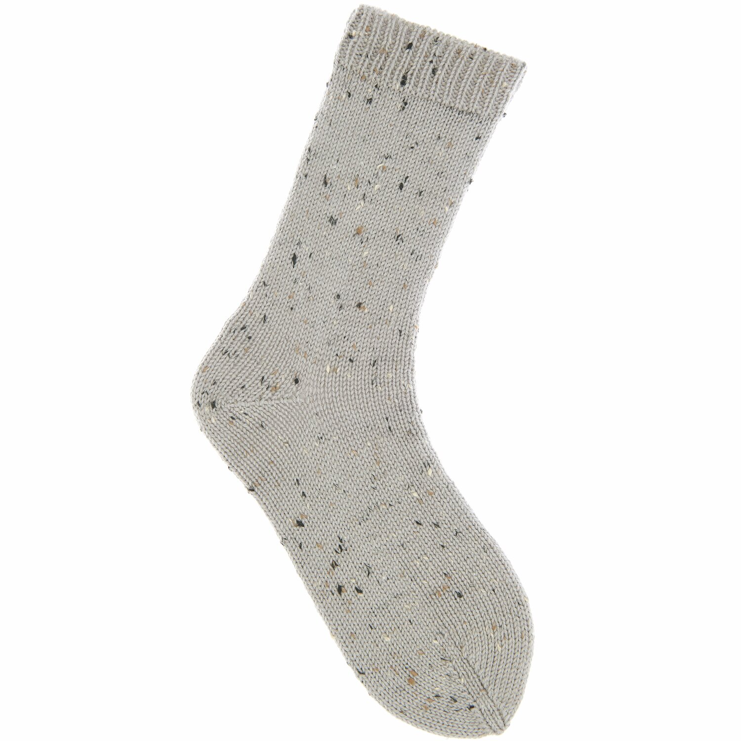 Superba Tweed 4-fädig Socke in hellem Grau mit dezentem Tweed-Muster, gestrickt aus hochwertigem Garn. Ideal für stilvolle, warme Füße.