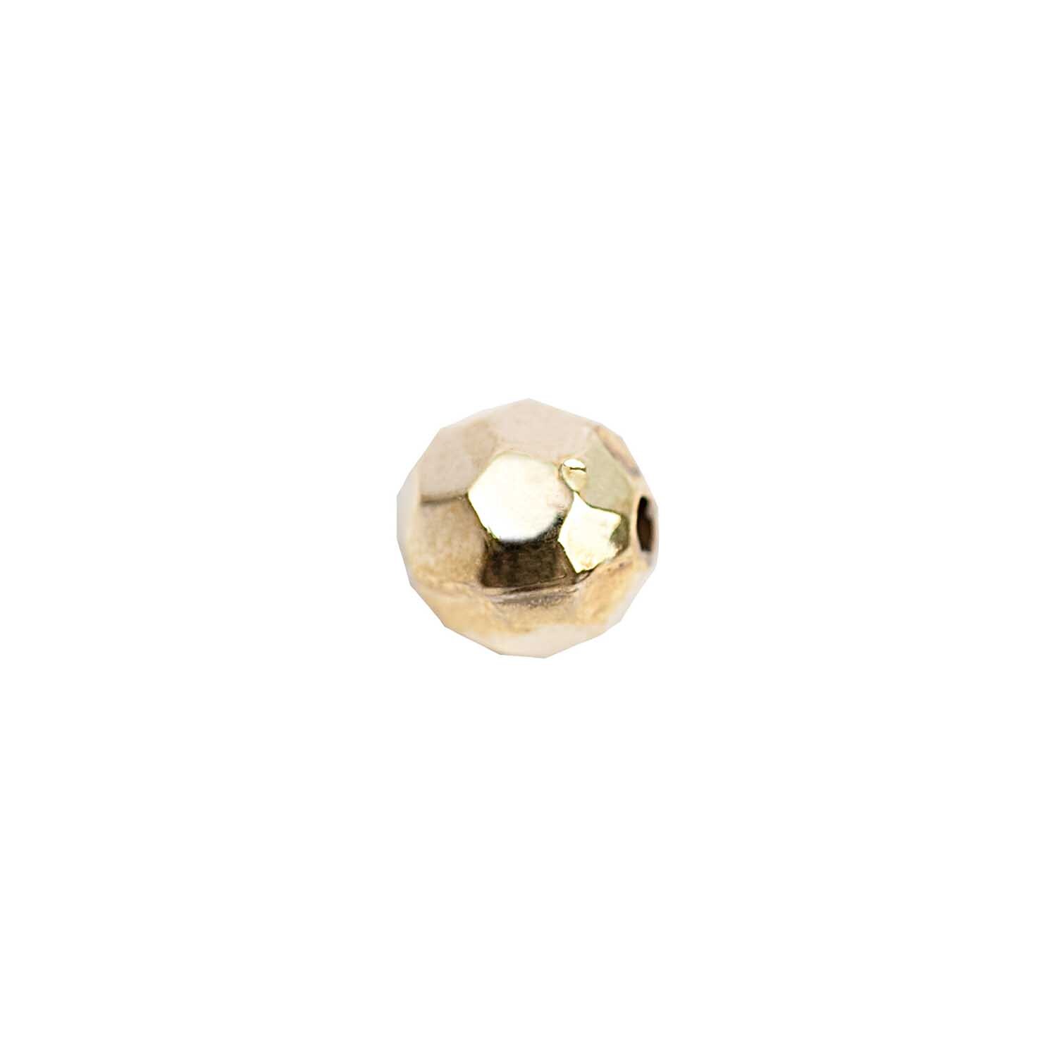 Facettenkugel klein gold 5mm 30 Stück von Rico Design. Goldene, facettierte Perle auf weißem Hintergrund. Ideal für Schmuckherstellung.