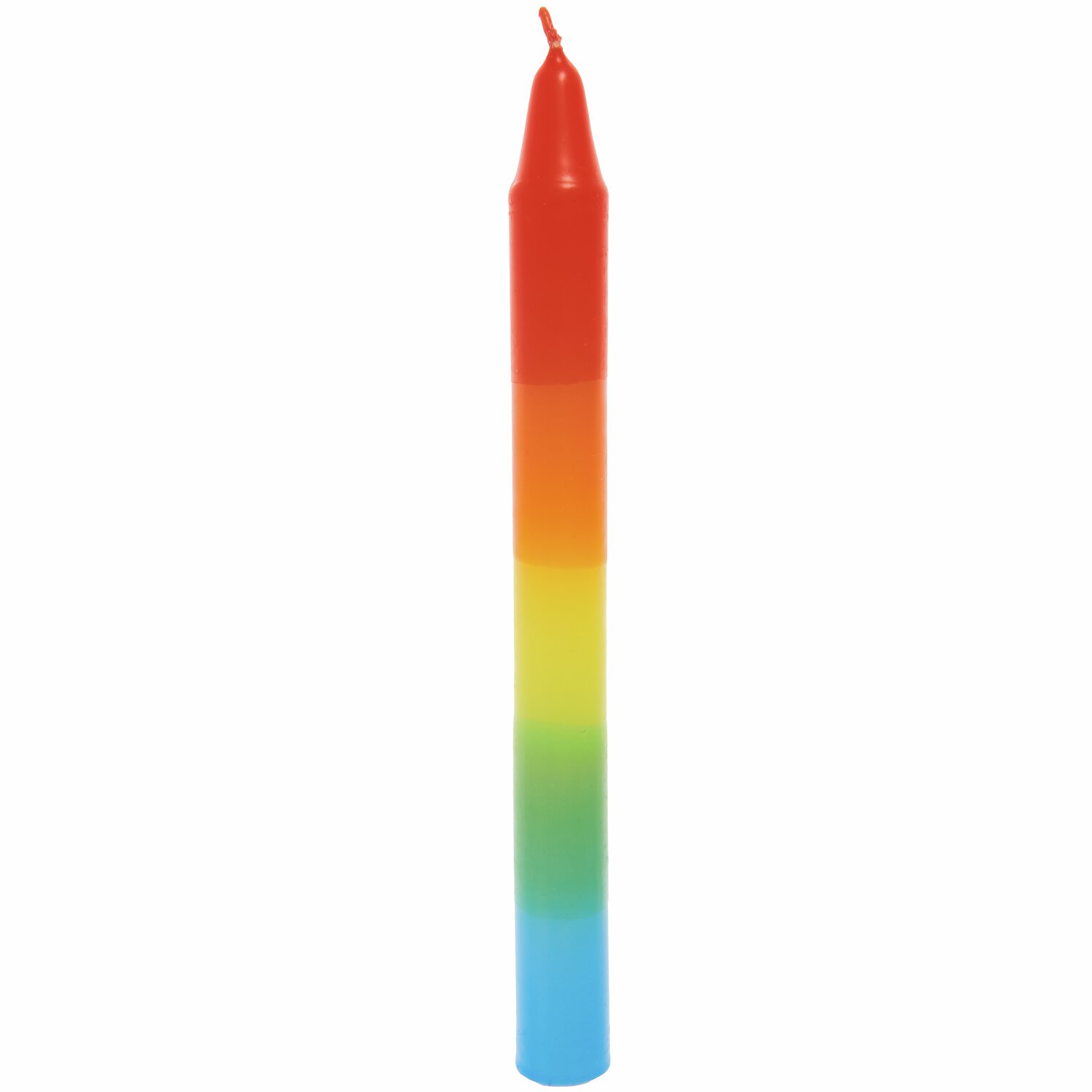 Kerze Regenbogen, Ø2x23cm, von Rico Design. Bunte Kerze in Regenbogenfarben, ideal für Dekorationen.