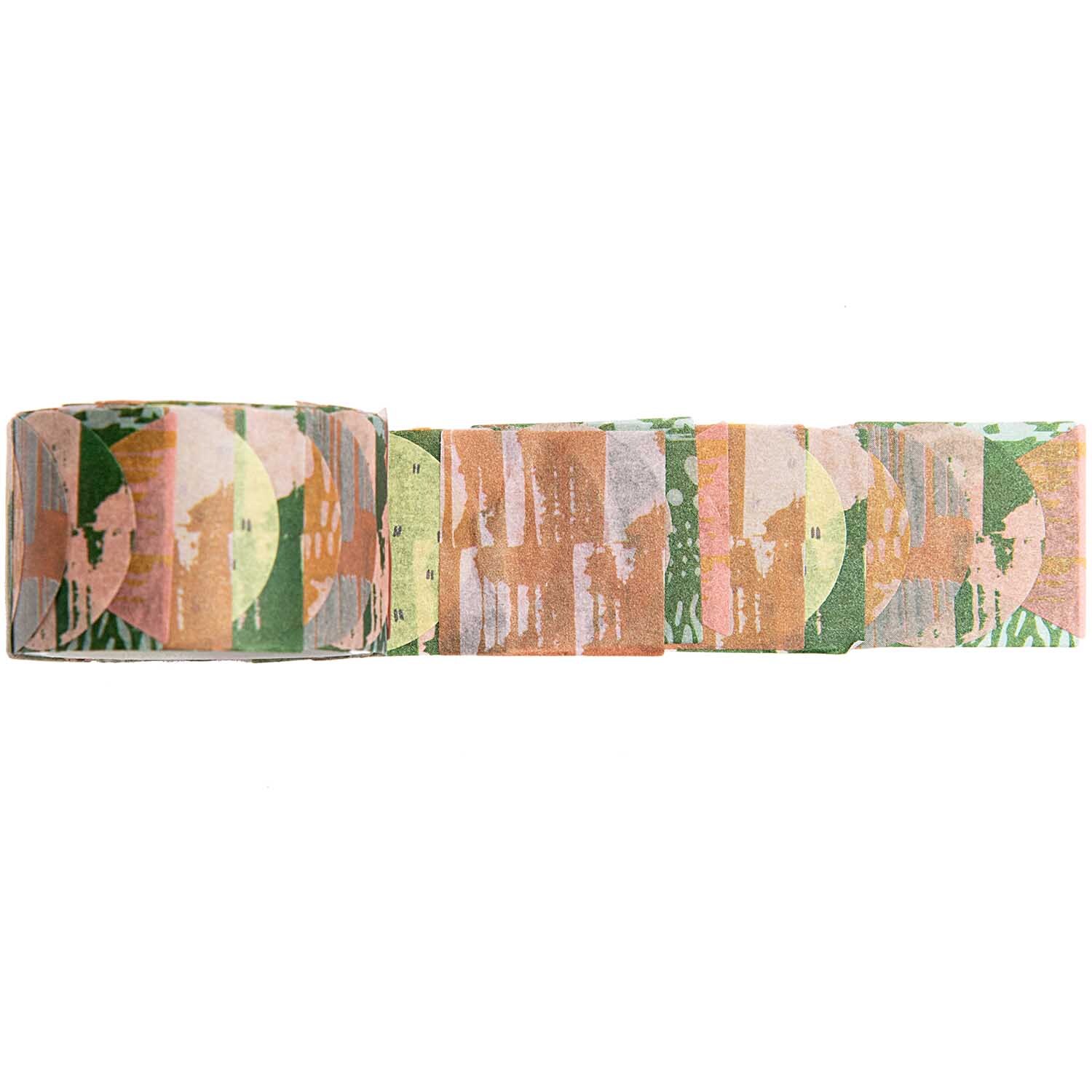 Washi Sticker Struktur 200 Stück von Rico Design mit geometrischen Mustern in Grün, Rosa und Orange. Ideal für kreative Projekte und Dekorationen.