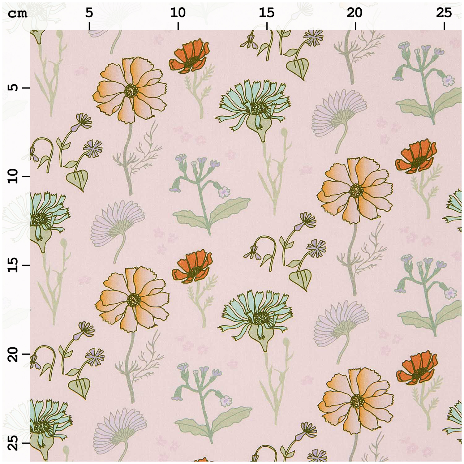 Stoffabschnitt Baumwoll-Popelin Blumen Rosa 50x140cm von Rico Design