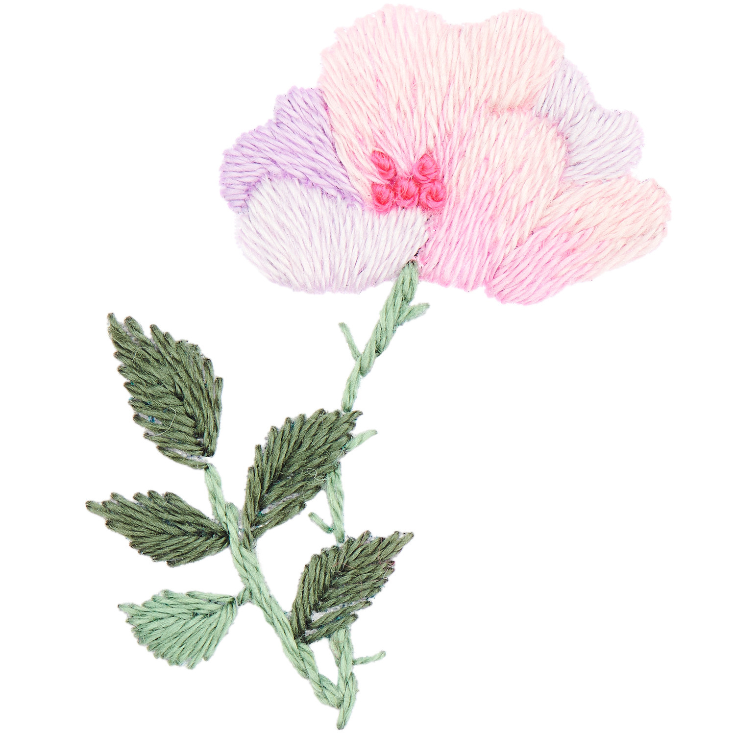Stick and Stitch Rosen von Rico Design: Gestickte Rosenblüte in Rosa- und Grüntönen, 15 Stück.