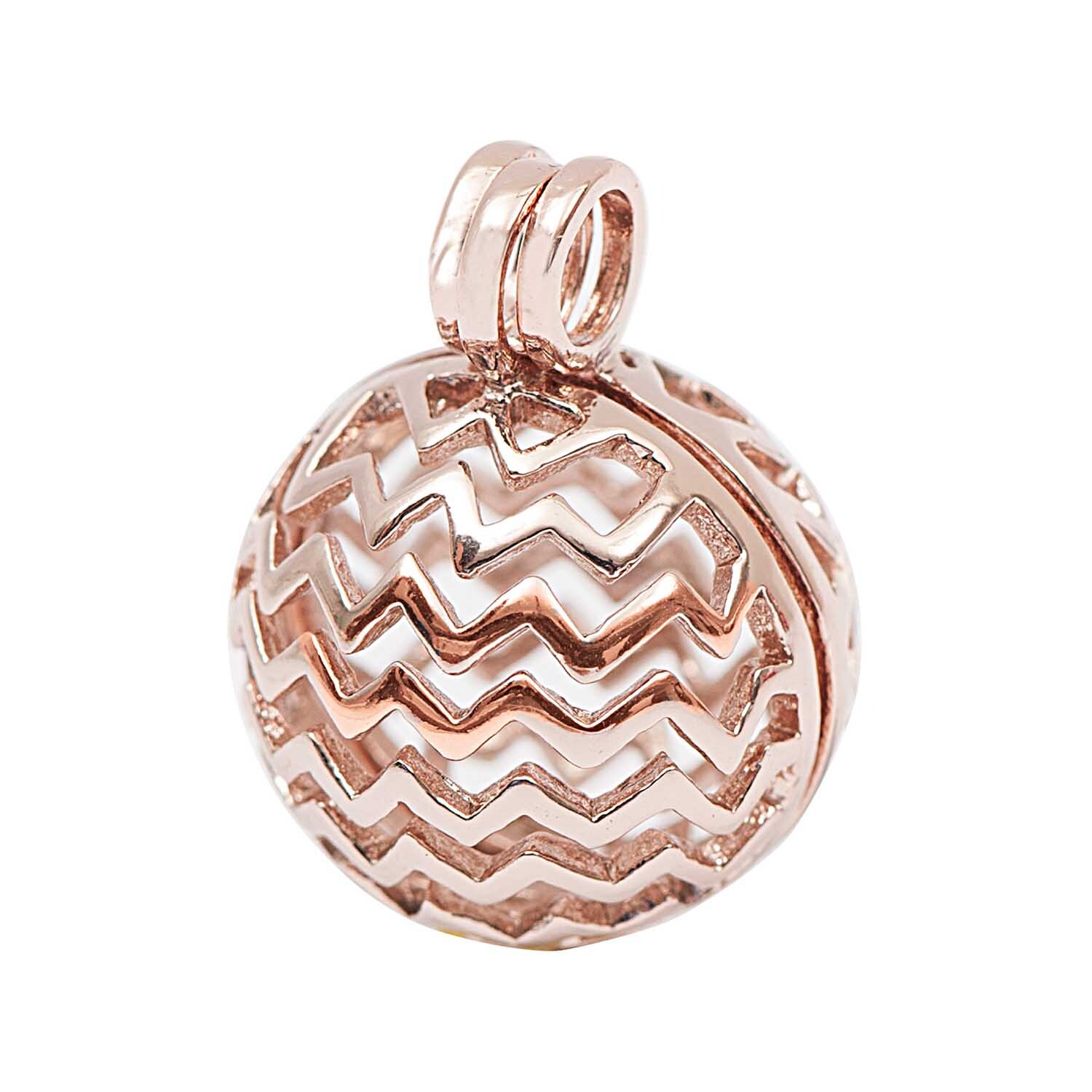 Käfig Zick Zack rosé 21mm: Roségoldener Anhänger mit Zickzack-Muster von Rico Design, ideal für Schmuckdesign.