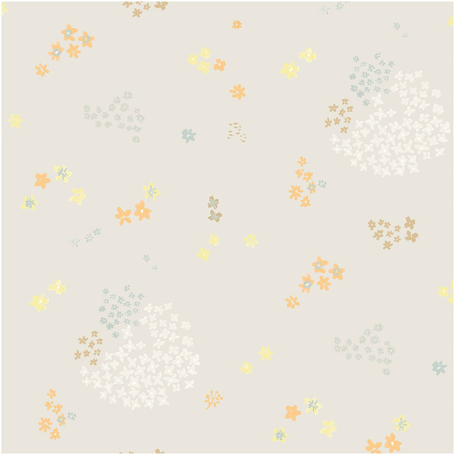 Druckstoff Crafted Nature mit Blumenmuster in Grau-Metallic von Rico Design, beschichtet.