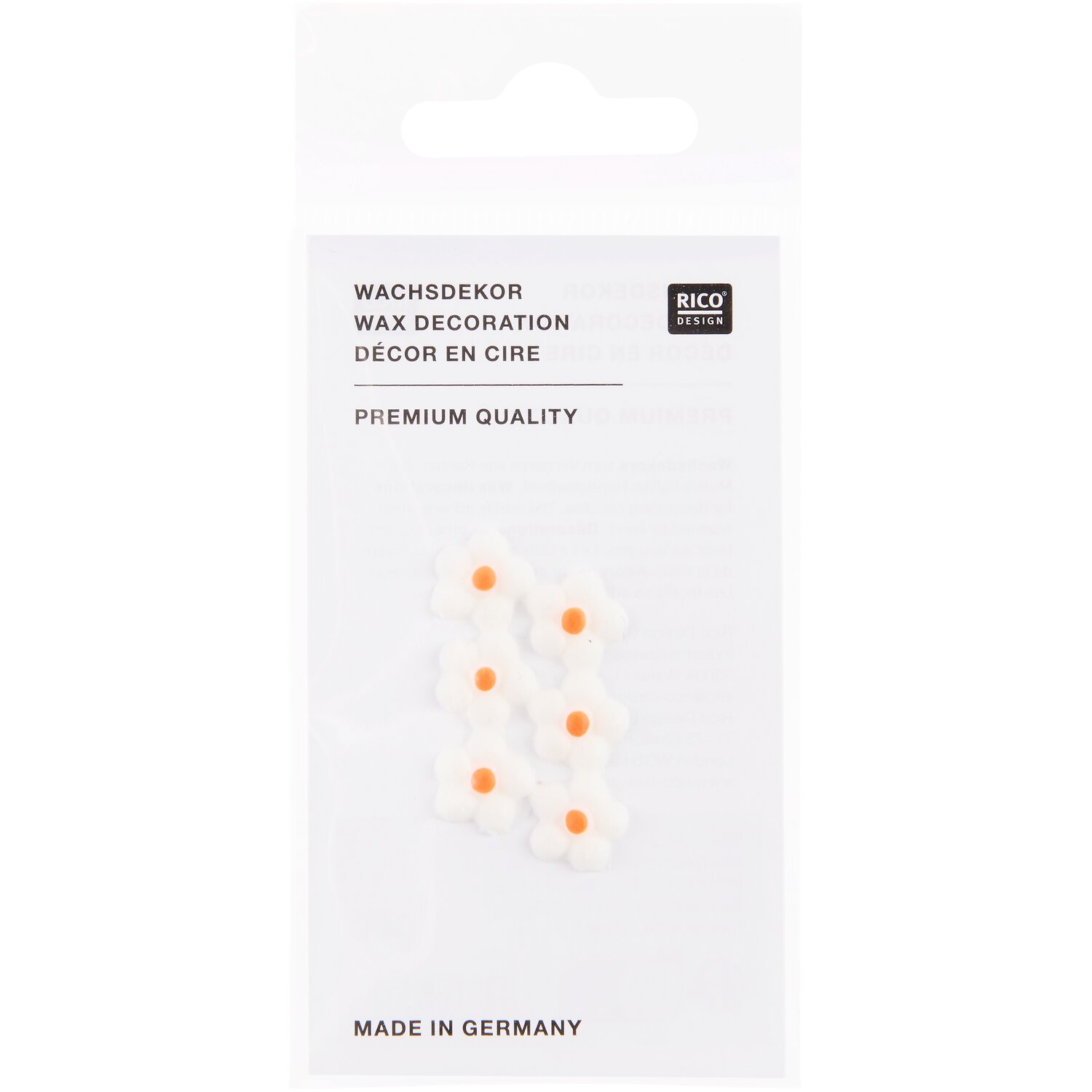 Wachsdekor Blüte mit Punkt 1x1cm Farbe Neon Orange von Rico Design
