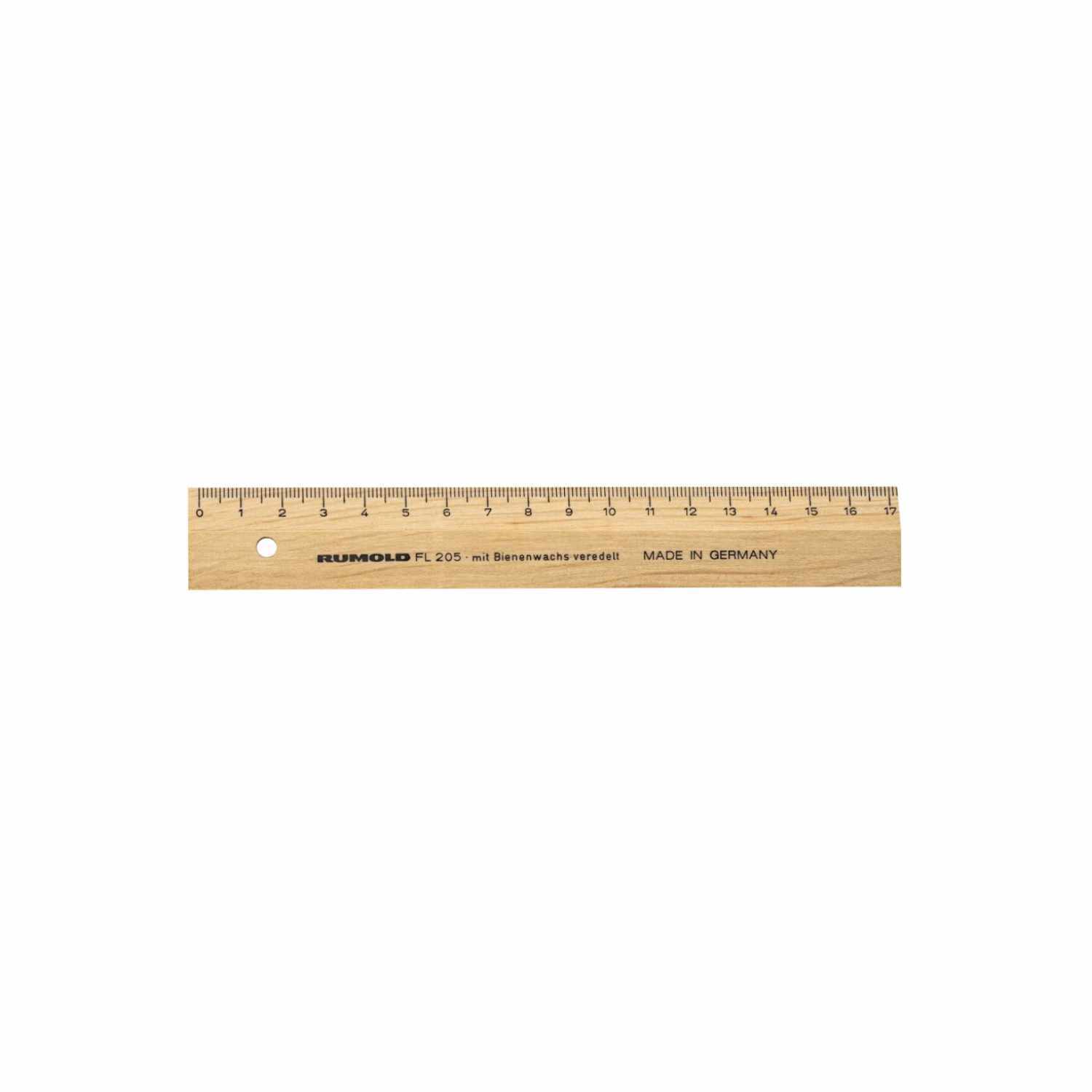 Holzlineal natur mit Bienenwachs 17cm, braun, von RUMOLD, zeigt präzise Skala und glatte Oberfläche.