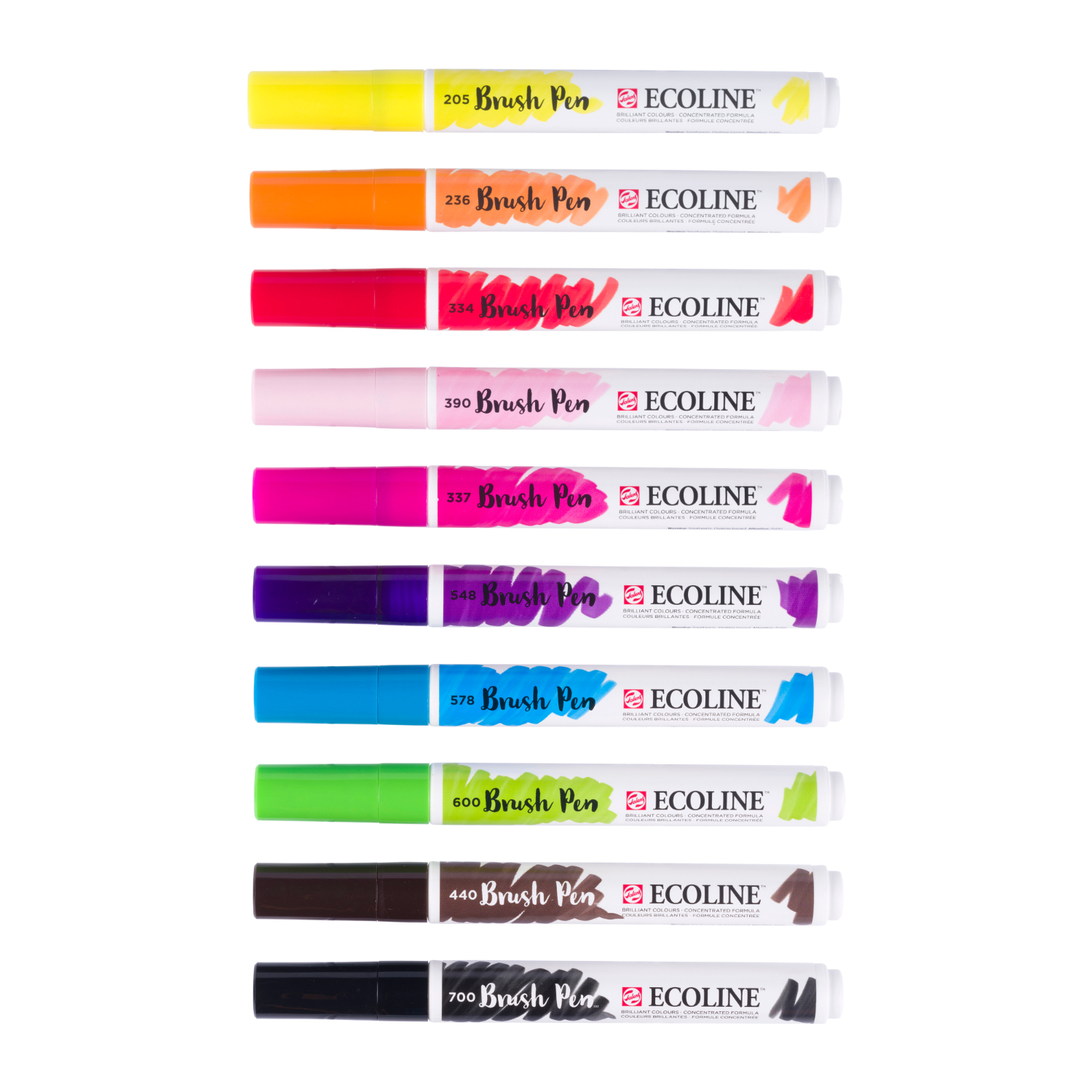Ecoline Brush Pen Set Helltöne, 10 Stück, in verschiedenen Farben, ideal für kreative Projekte.