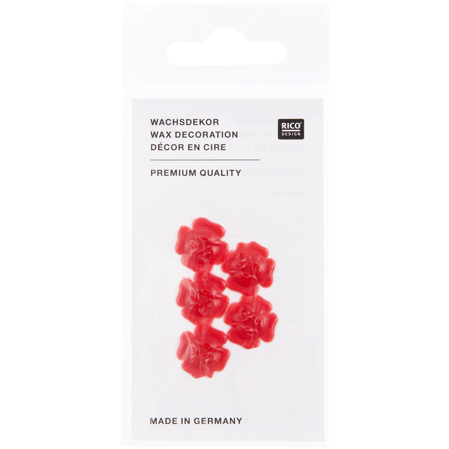 Wachsdekor Rosenblüte 1,5x1,5cm Farbe Rot von Rico Design