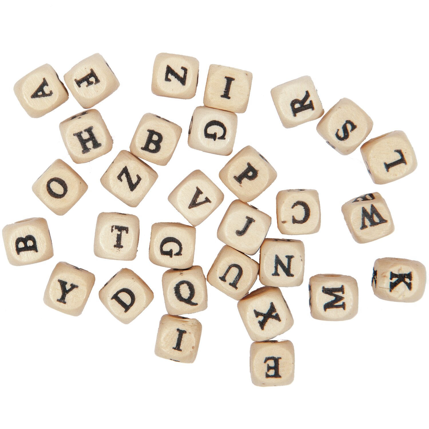 Holzwürfel Buchstaben Natur: Ca. 60 naturfarbene Würfel mit Buchstaben von Rico Design, ideal für kreative Projekte.