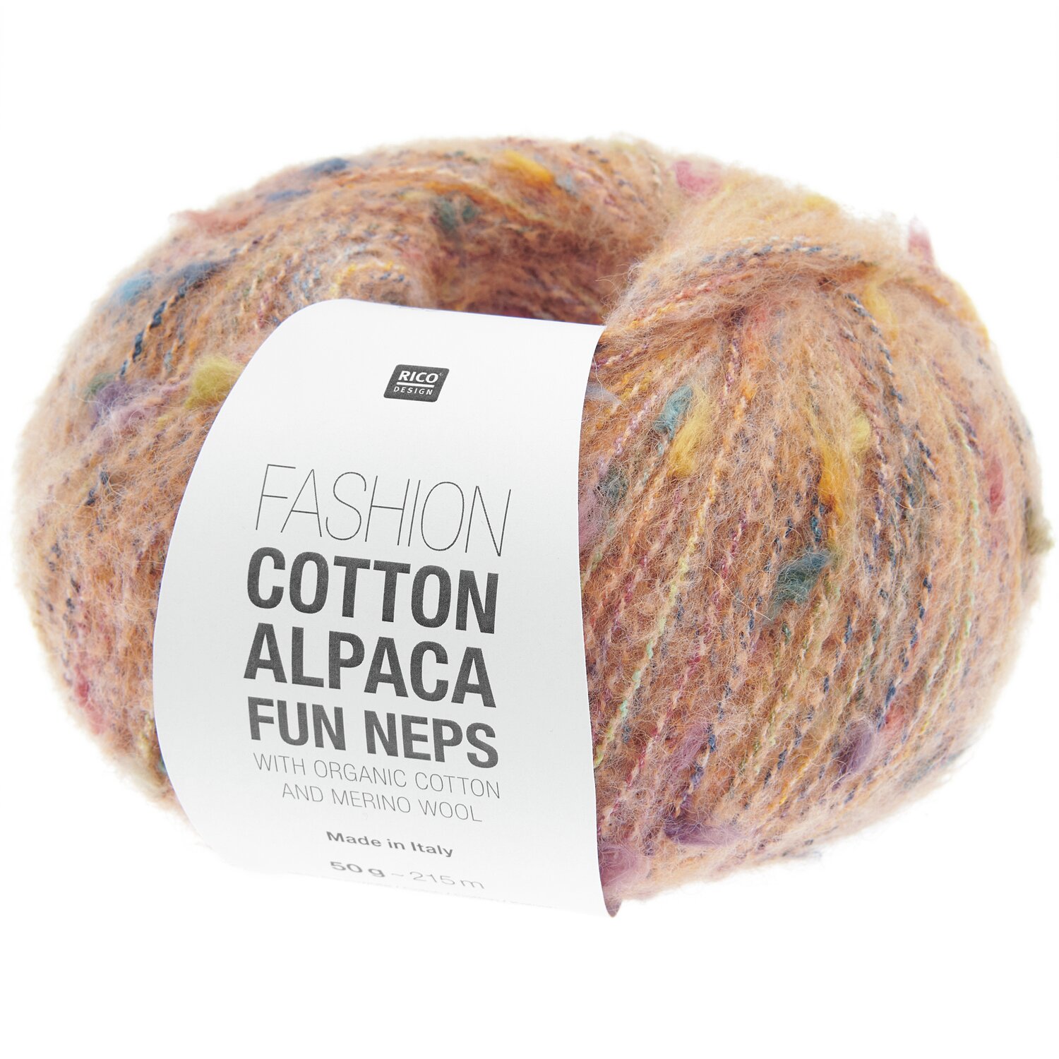 Fashion Cotton Alpaca Fun Neps: Weiches Garn in Apricot von Rico Design, ideal für kreative Strickprojekte.
