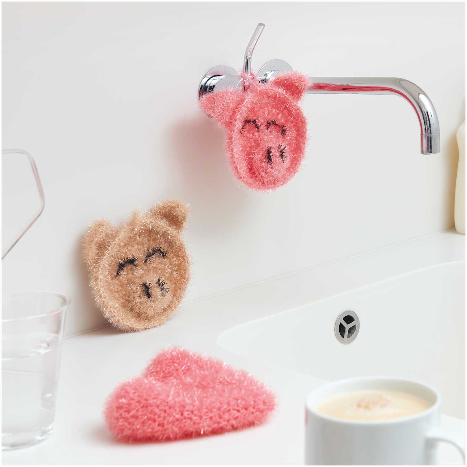 Creative Bubble Set Good Luck! Flauschige Spülschwämme in Tierform von Rico Design, ideal für die Küche.