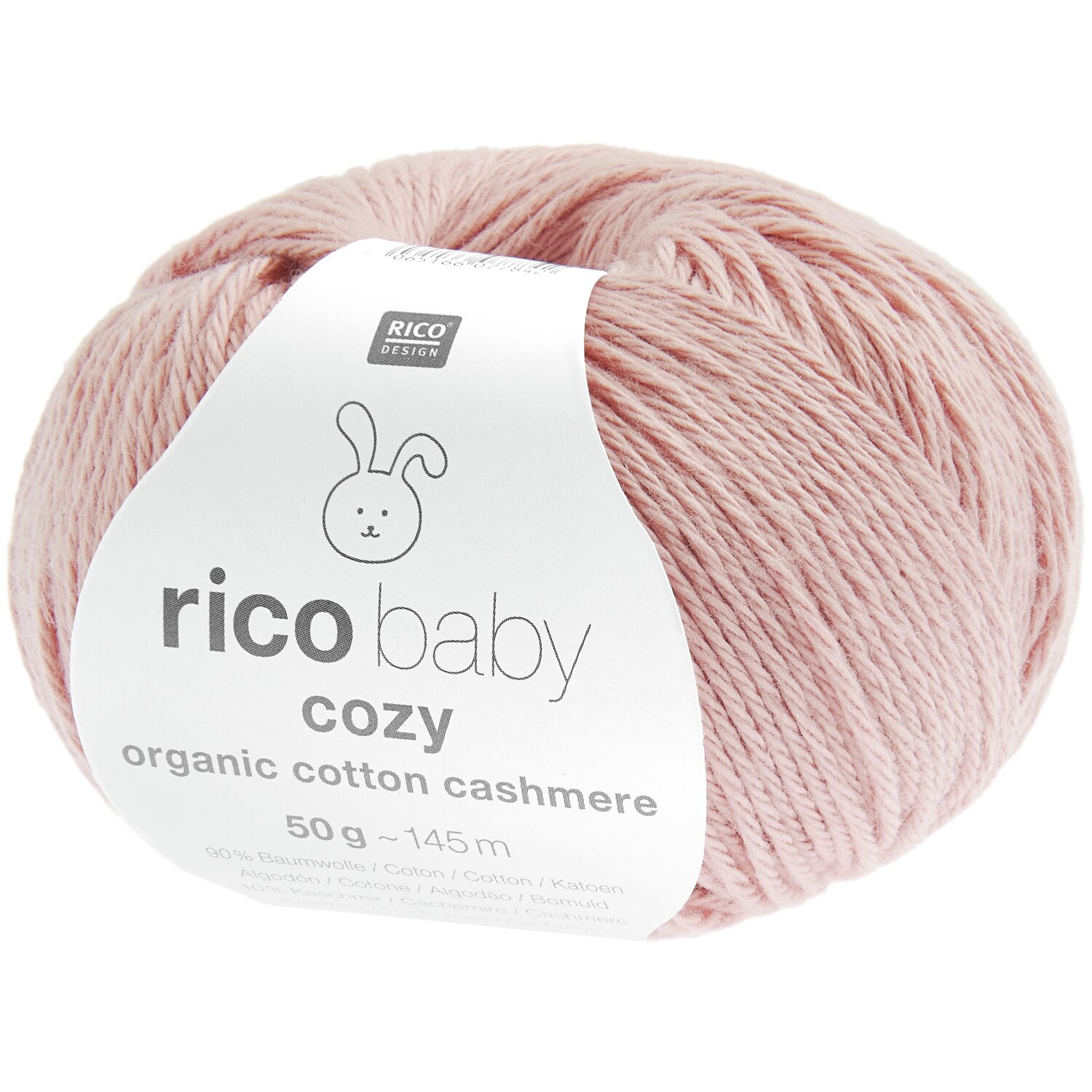 Baby Cozy Organic Cotton Cashmere, rosa Garn von Rico Design, 50g 145m, ideal für weiche Strickprojekte.