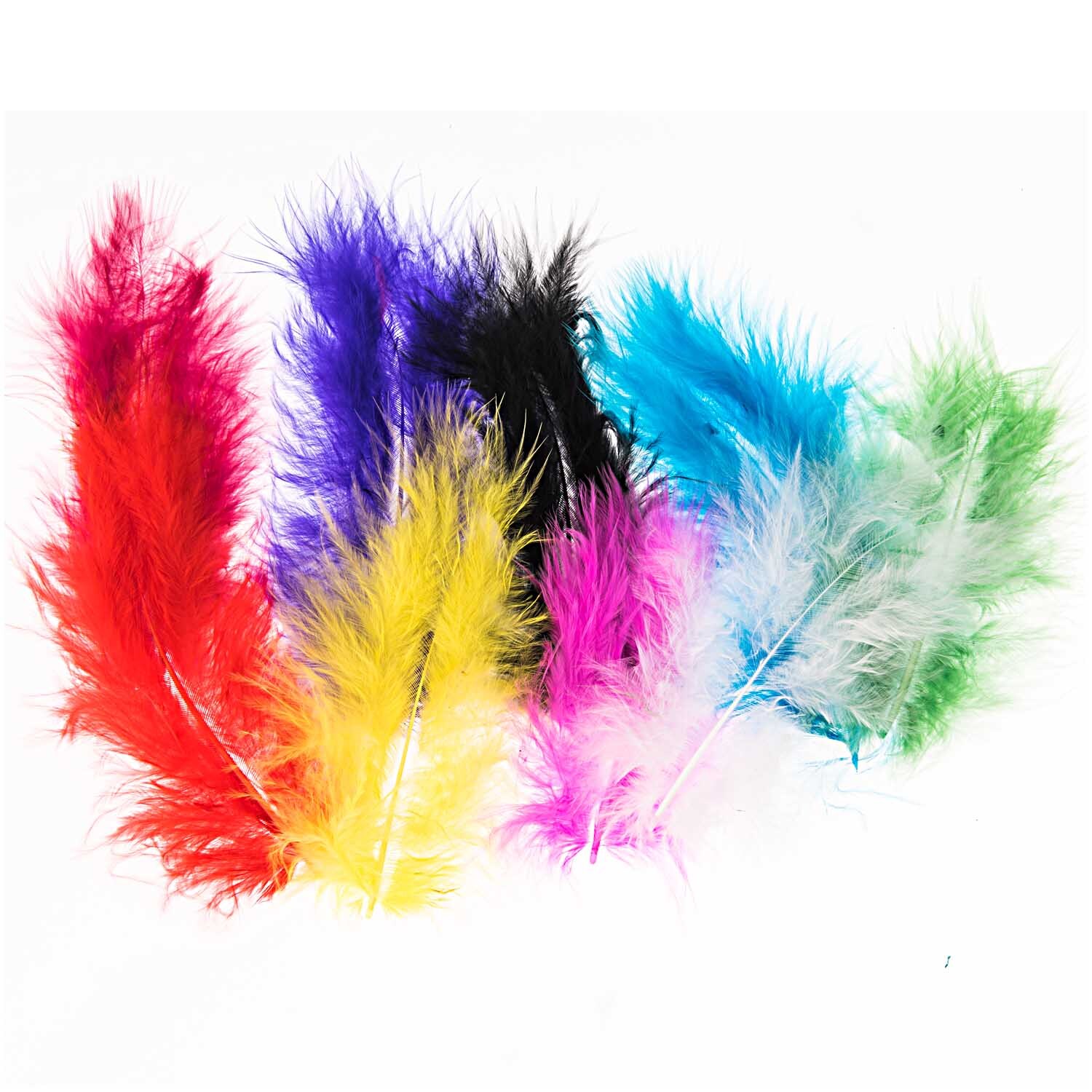 Softfeder Mix 27 Stück: Bunte Federn in Rot, Gelb, Blau und mehr von idee. Creativmarkt, ideal für kreative Projekte.
